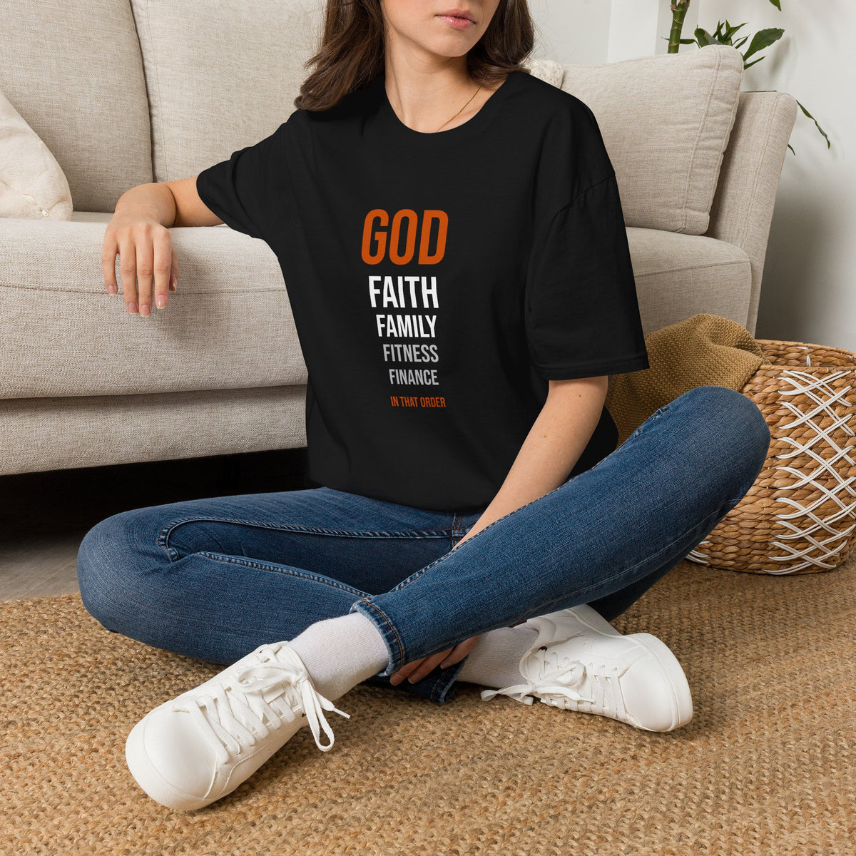 God First In That Order Tee — Four Pillars — motivational graphic tee by Get To The Finish Line (view 5)