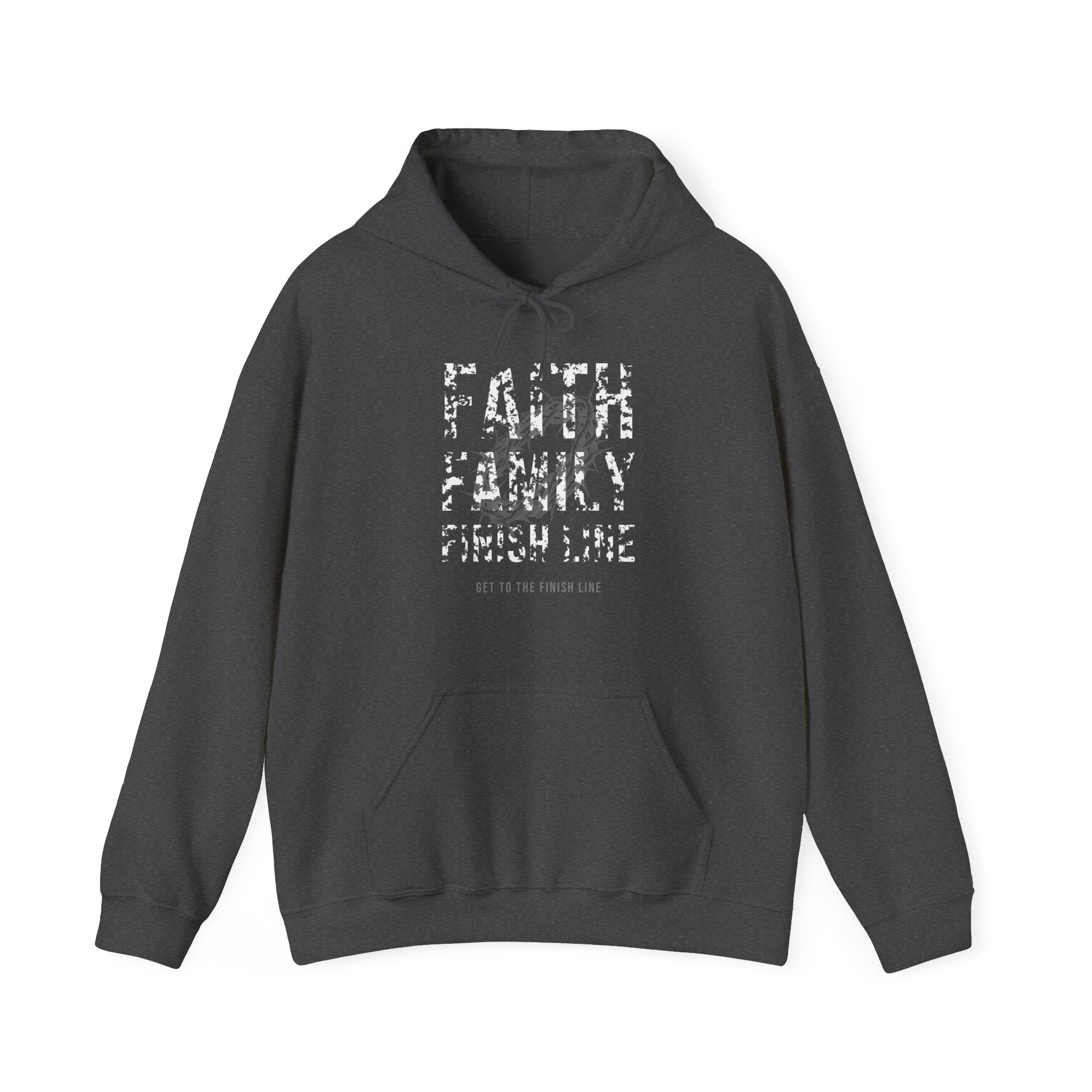 Faith Family Finish Line Hoodie — White — christian family values graphic hoodie by Get To The Finish Line (view 3)