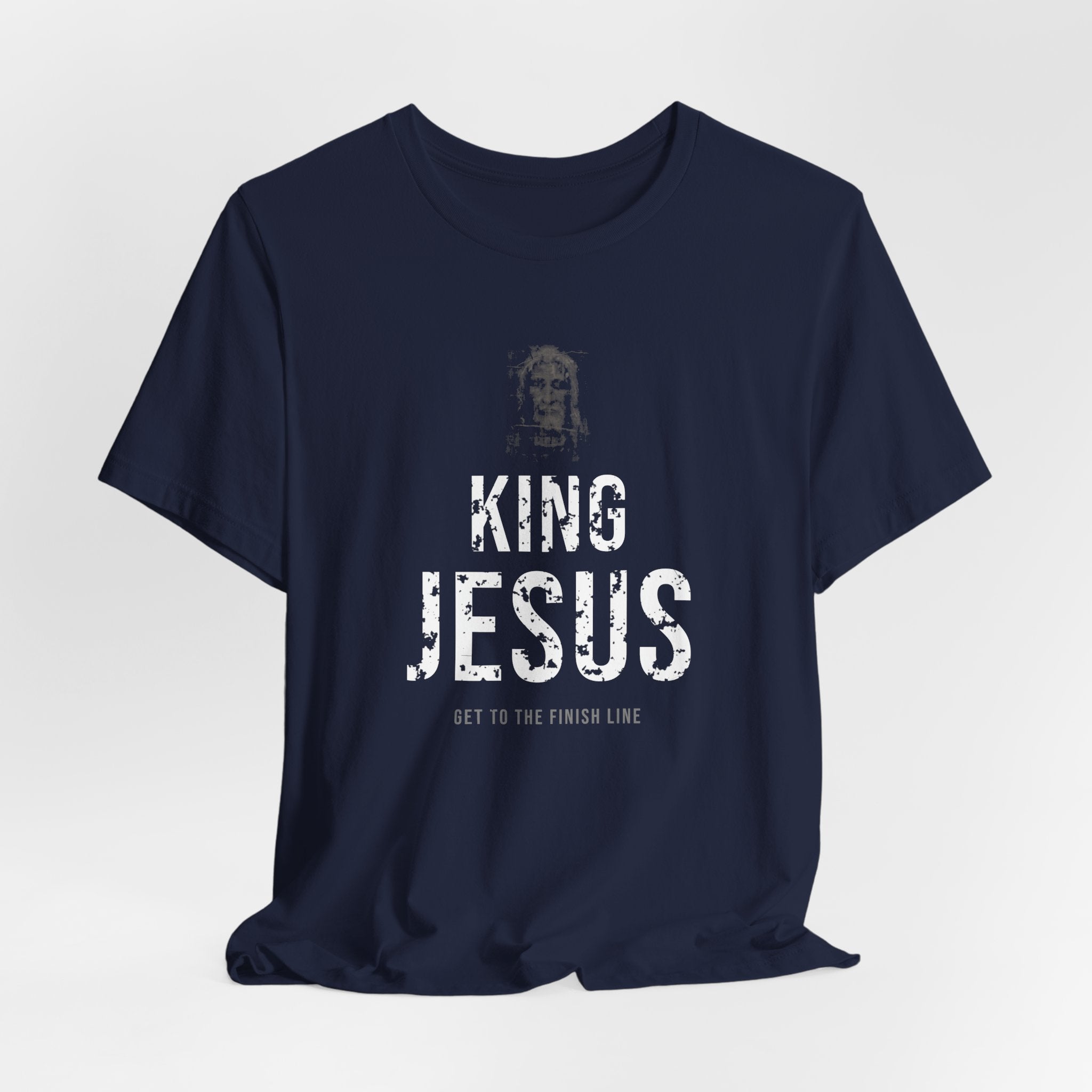 King Jesus Tee — White — christian graphic tee by Get To The Finish Line (view 16)