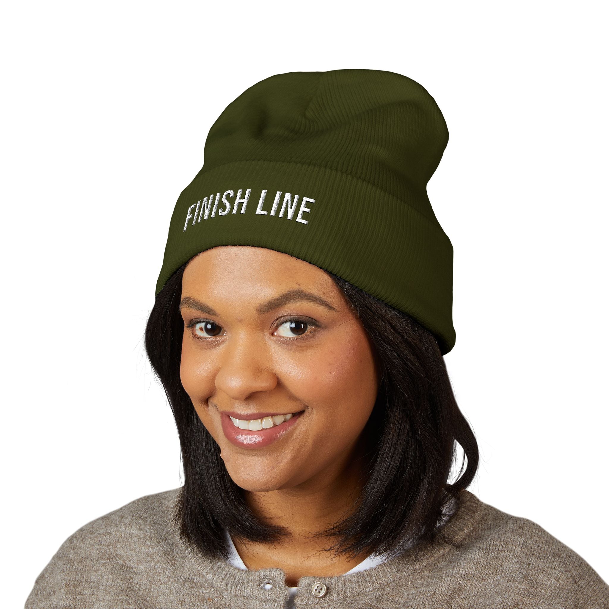 Get To The Finish Line Beanie — Embroidered Cuff — motivational perseverance embroidered beanie by Get To The Finish Line (view 6)