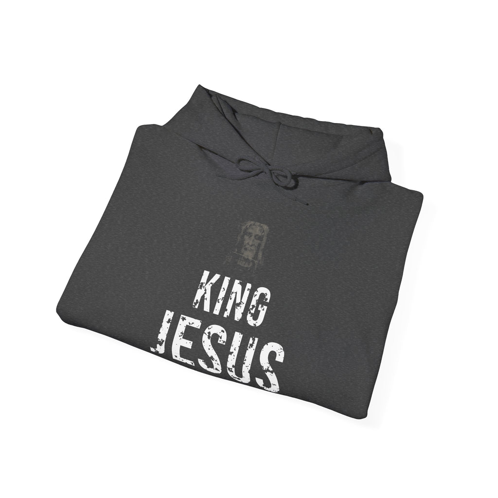 King Jesus Hoodie — White — christian graphic hoodie by Get To The Finish Line (view 13)