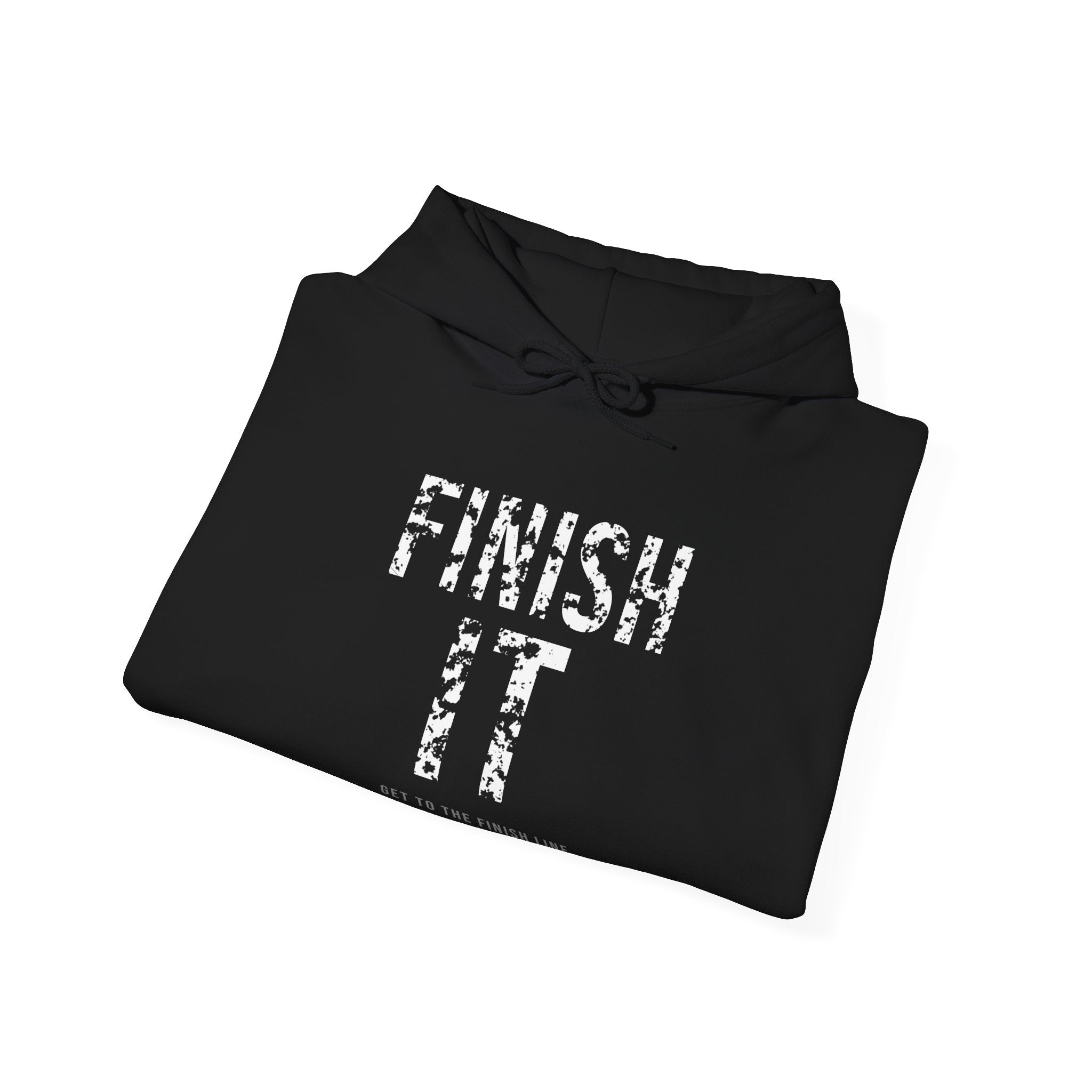 Finish It Hoodie — White — distressed motivational graphic hoodie by Get To The Finish Line (view 7)