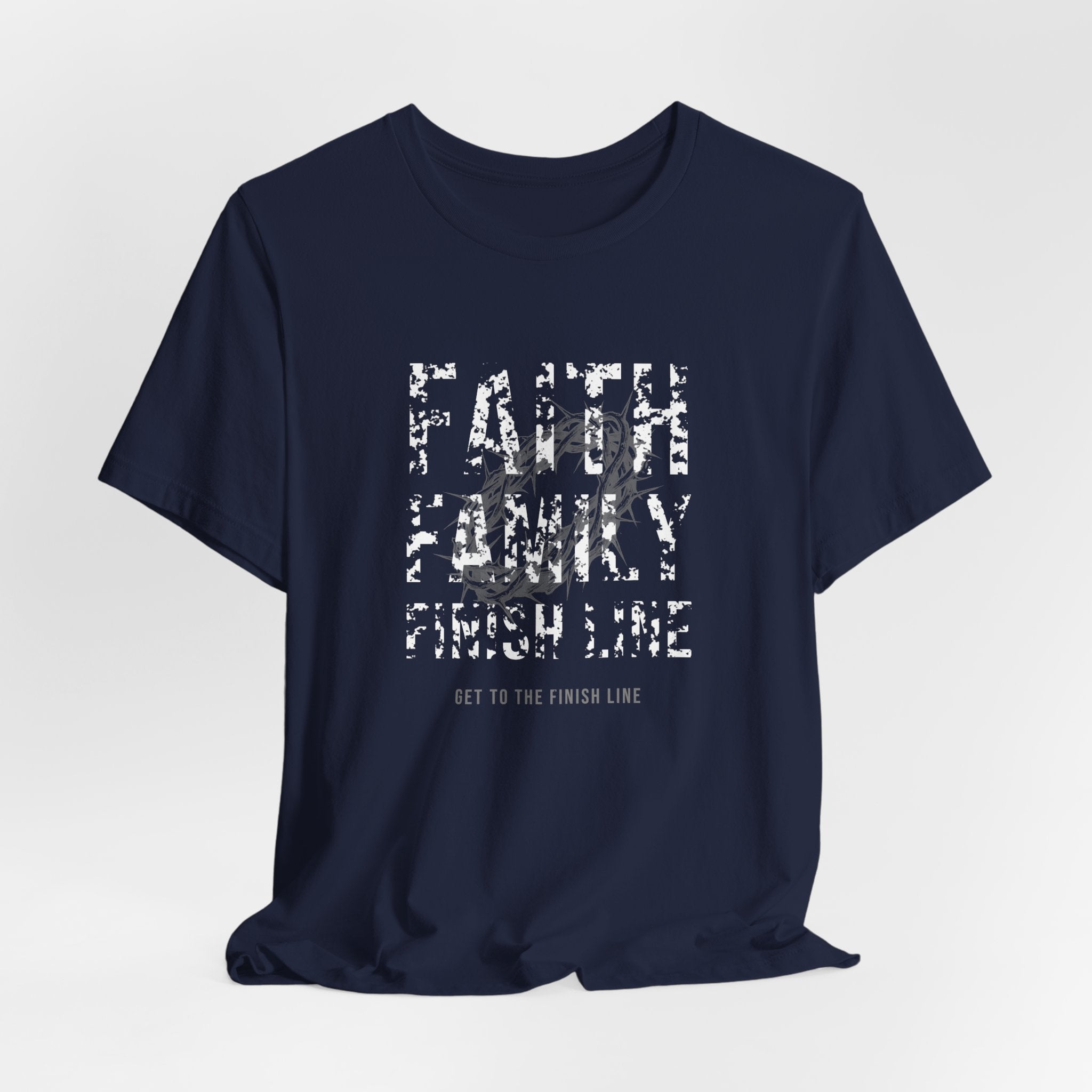 Faith Family Finish Line Tee — White — christian family values graphic tee by Get To The Finish Line (view 16)