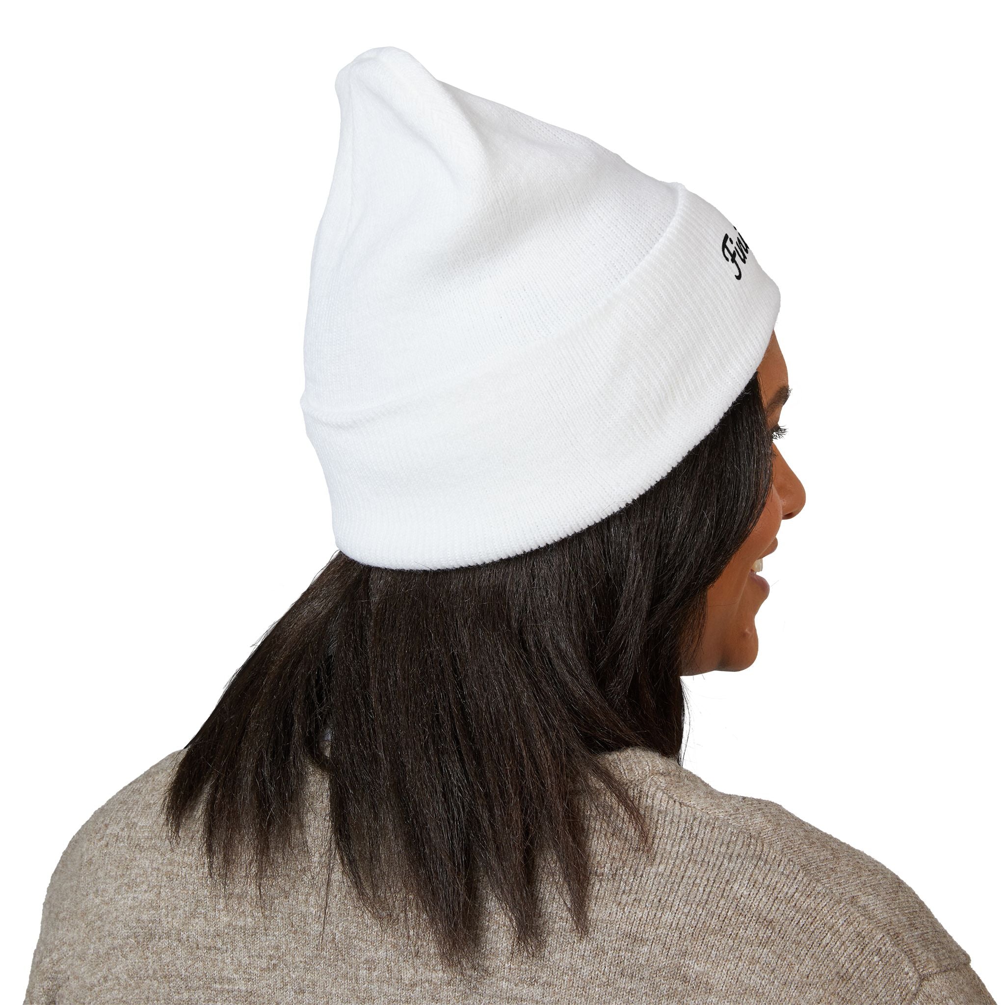 Get To The Finish Line Script Beanie — Light — motivational perseverance embroidered beanie by Get To The Finish Line (view 6)