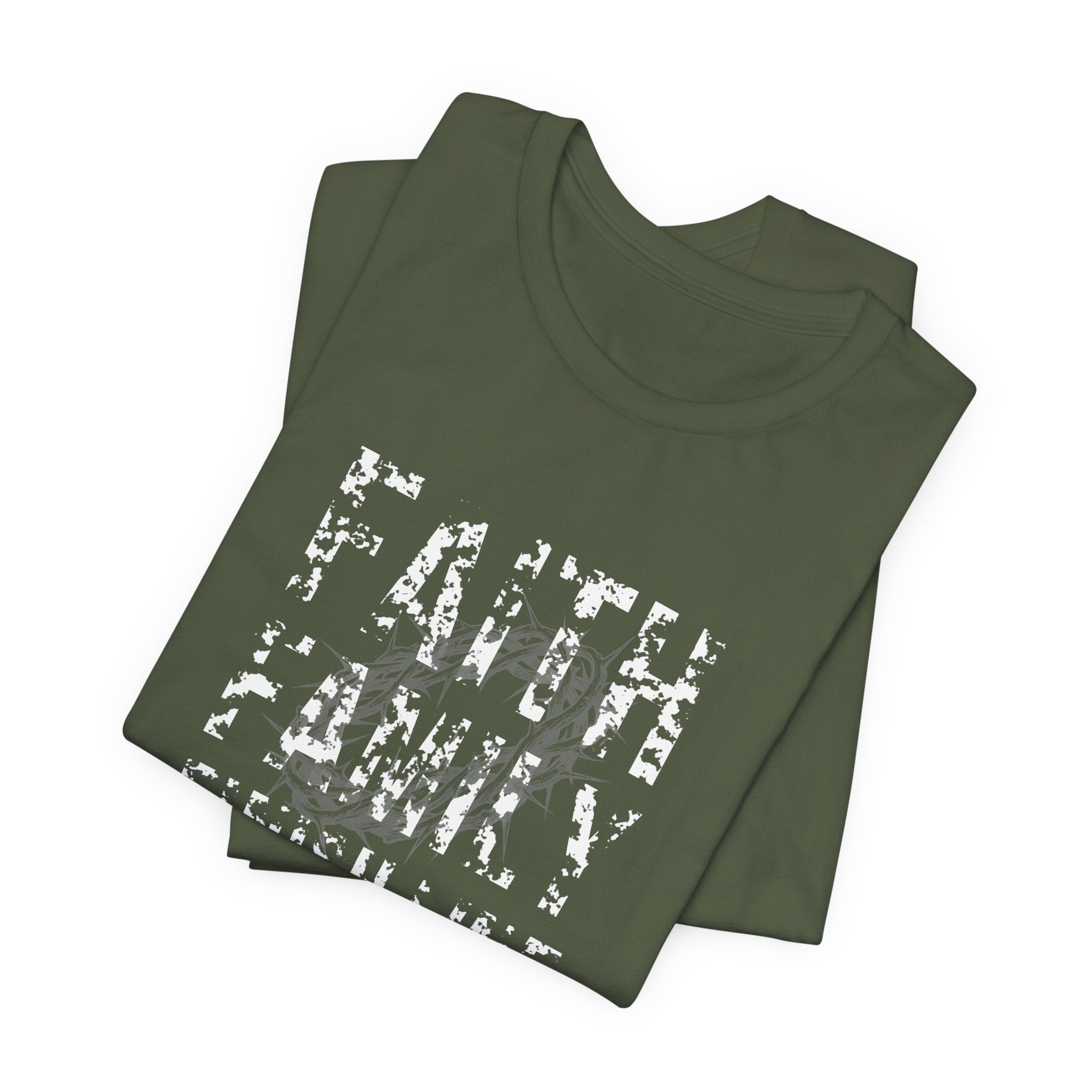 Faith Family Finish Line Tee — White — christian family values graphic tee by Get To The Finish Line (view 9)