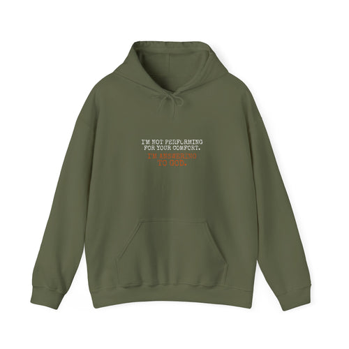 Answering To God Hoodie — White/Orange — bold christian statement graphic hoodie by Get To The Finish Line (view 2)