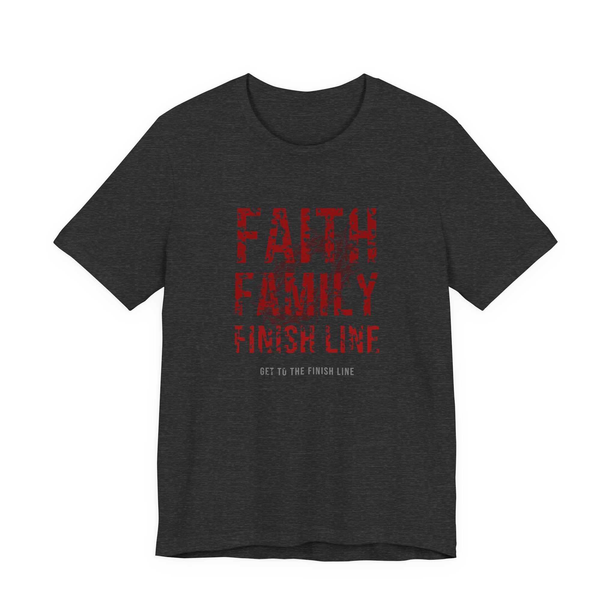 Faith Family Finish Line Tee — Blood Red — christian family values graphic tee by Get To The Finish Line (view 2)