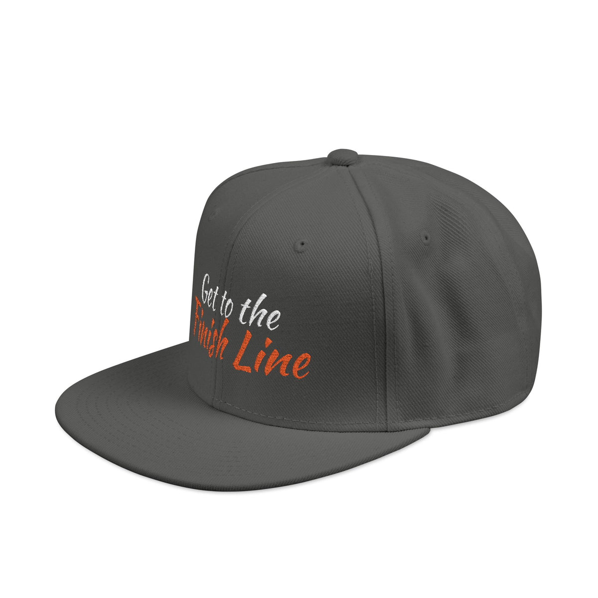 Get To The Finish Line Script Snapback — Embroidered — motivational perseverance piece by Get To The Finish Line