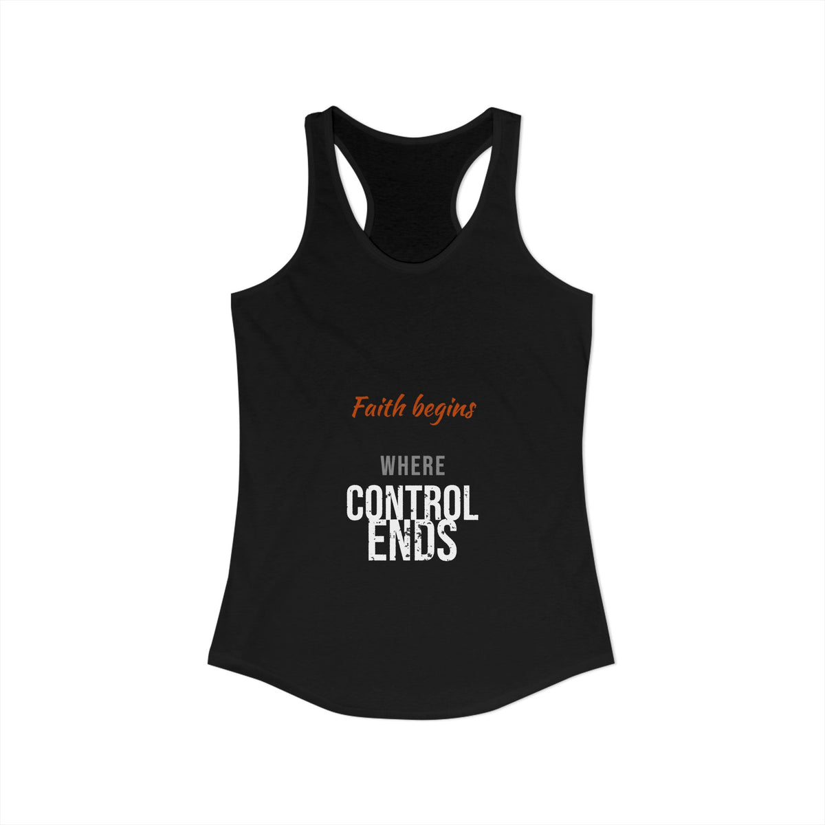 Faith Begins Script Racerback Tank — Dark