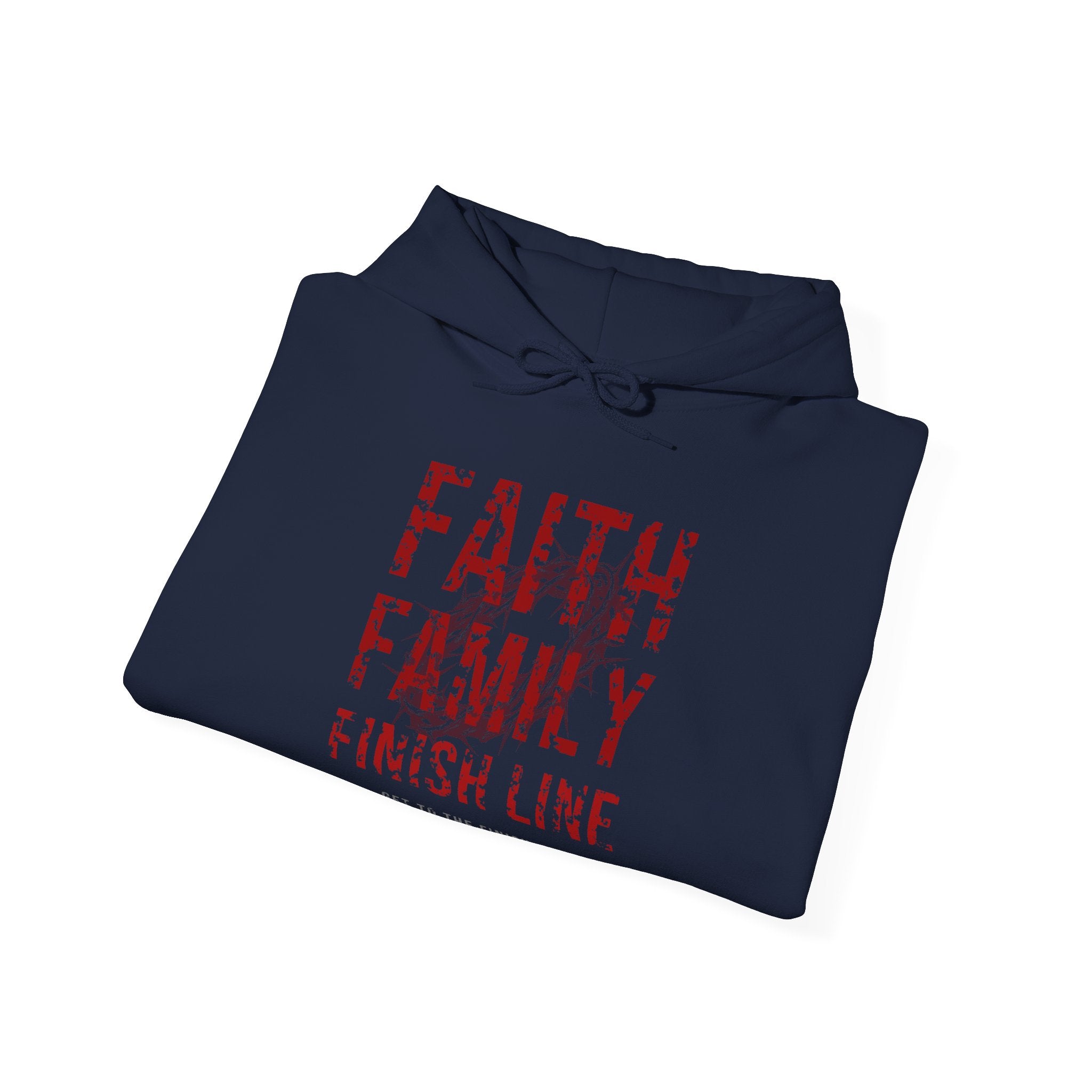 Faith Family Finish Line Hoodie — Blood Red — christian family values graphic hoodie by Get To The Finish Line (view 12)