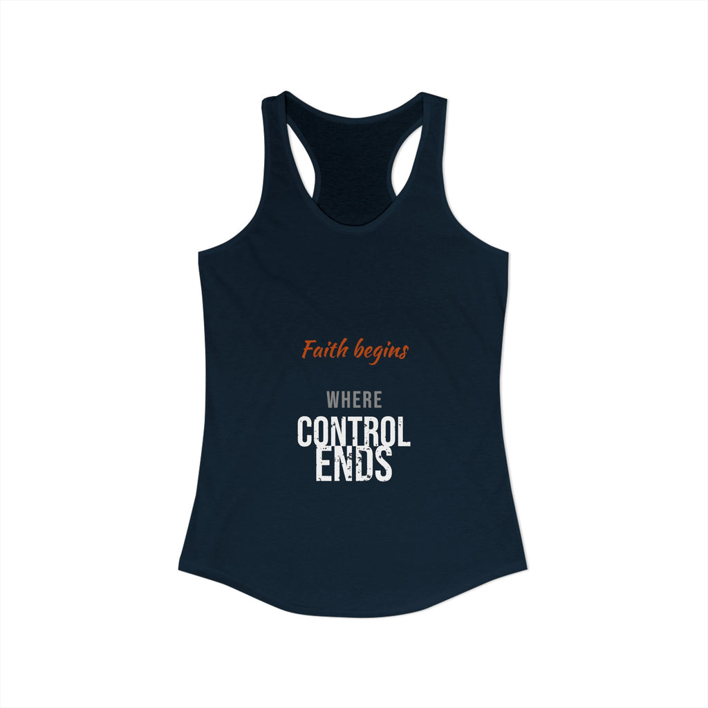 Faith Begins Script Racerback Tank — Dark