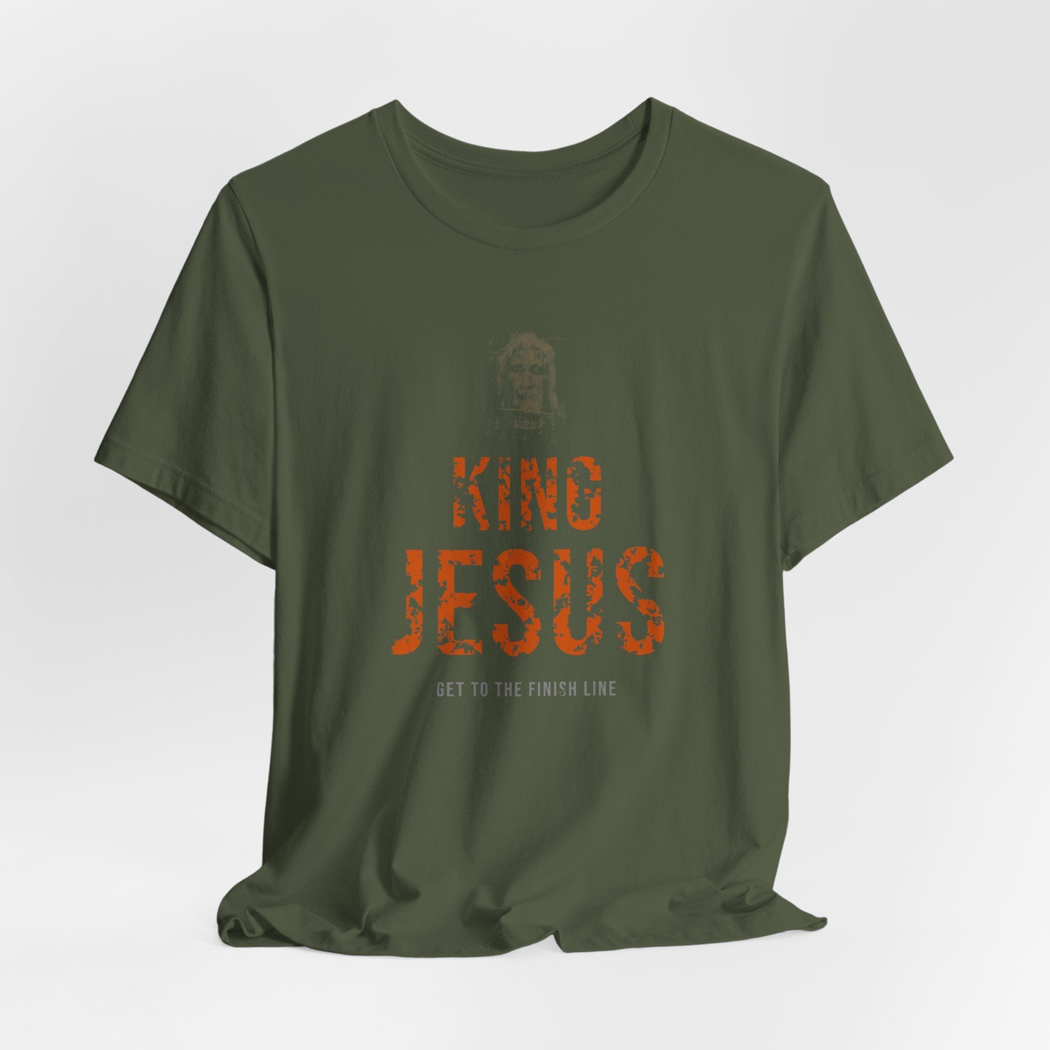 King Jesus Tee — Burnt Orange — christian graphic tee by Get To The Finish Line (view 10)