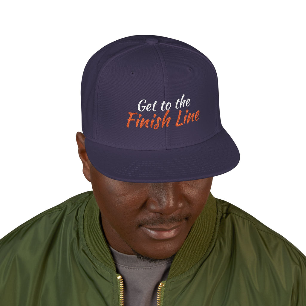 Get To The Finish Line Script Snapback — Embroidered
