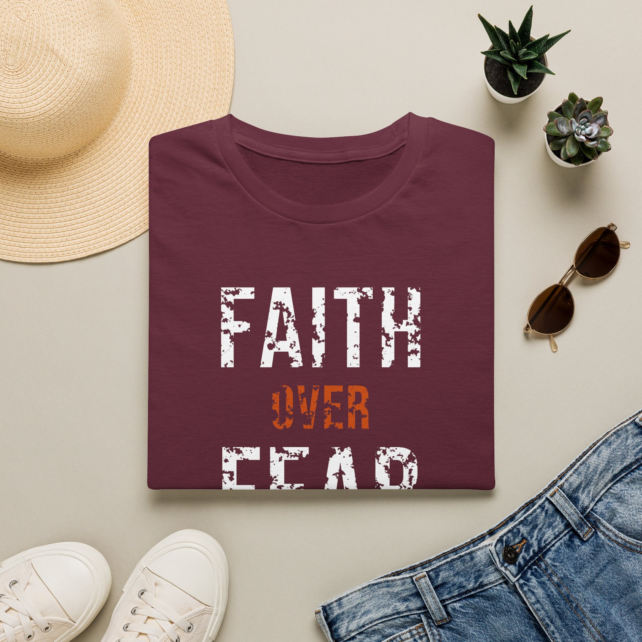Faith Over Fear Tee — christian graphic tee by Get To The Finish Line (view 2)