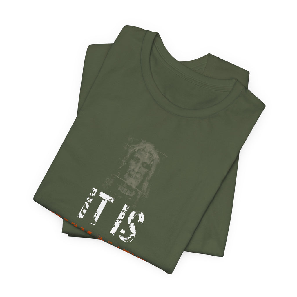 It Is Finished Tee — White/Orange — christian graphic tee by Get To The Finish Line (view 9)