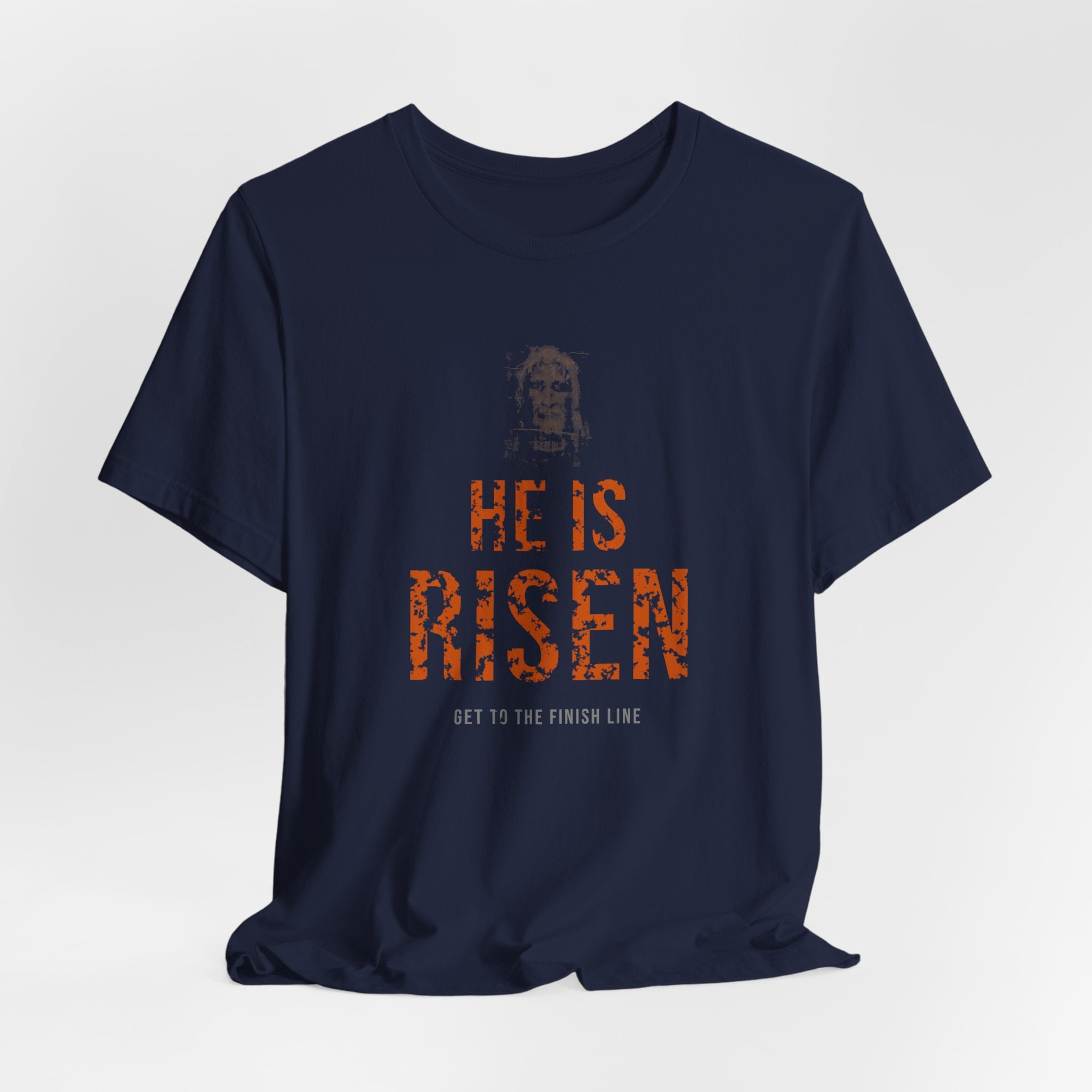 He Is Risen Tee — Burnt Orange — christian resurrection graphic tee by Get To The Finish Line (view 16)