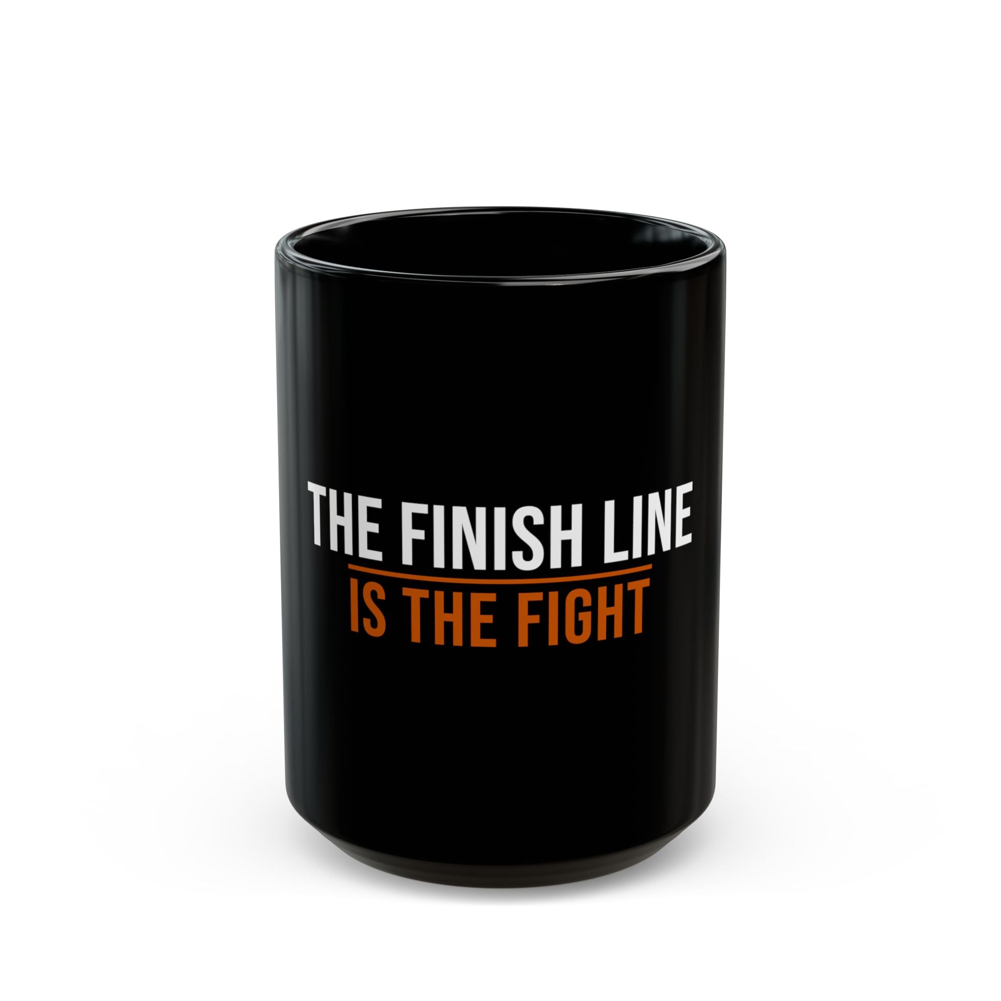 The Finish Line Is the Fight — Motivational Coffee Mug — motivational endurance coffee mug by Get To The Finish Line (view 2)