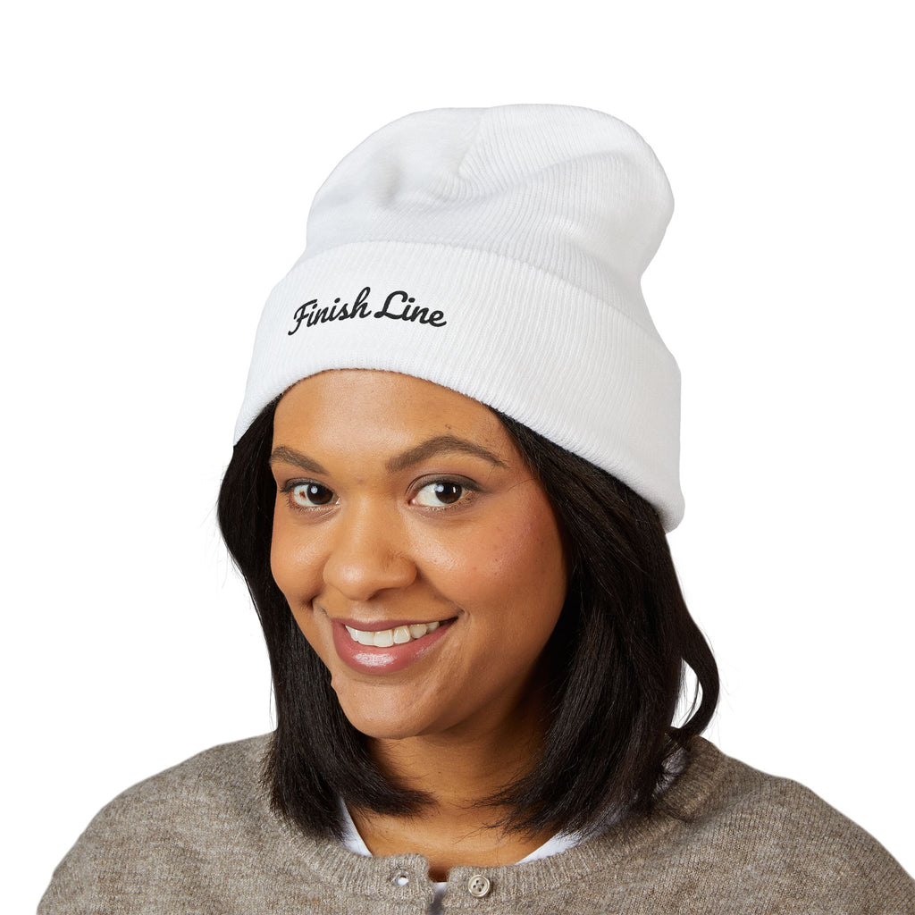 Get To The Finish Line Script Beanie — Light — motivational perseverance embroidered beanie by Get To The Finish Line (view 5)