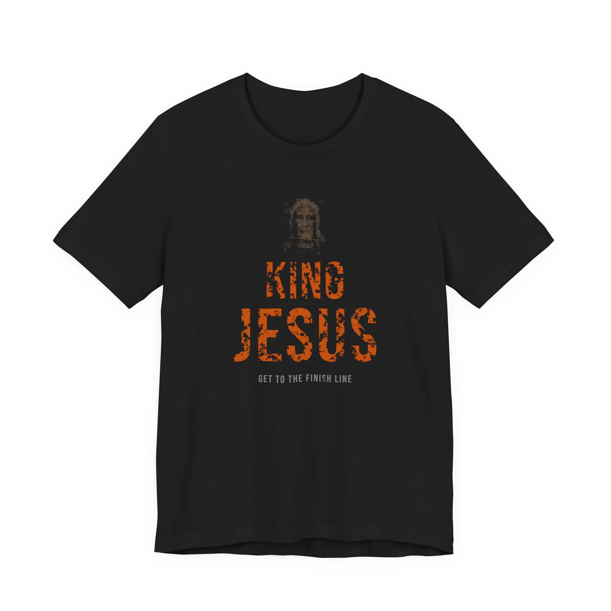 King Jesus Tee — Burnt Orange — christian graphic tee by Get To The Finish Line