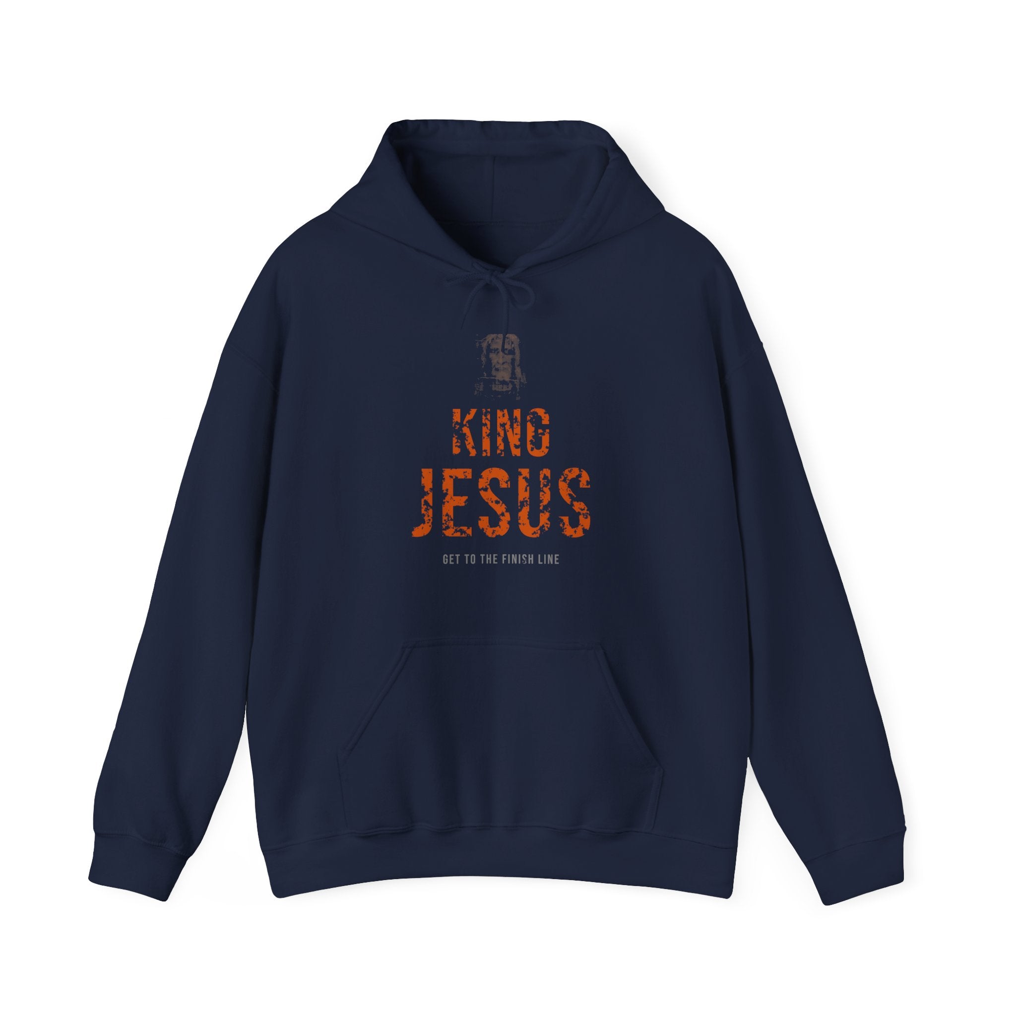 King Jesus Hoodie — Burnt Orange — christian graphic hoodie by Get To The Finish Line (view 4)