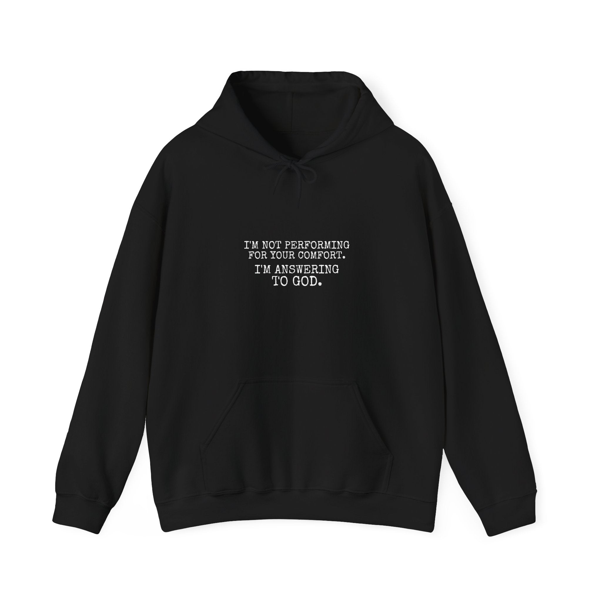 Answering To God Hoodie — White — bold christian statement graphic hoodie by Get To The Finish Line
