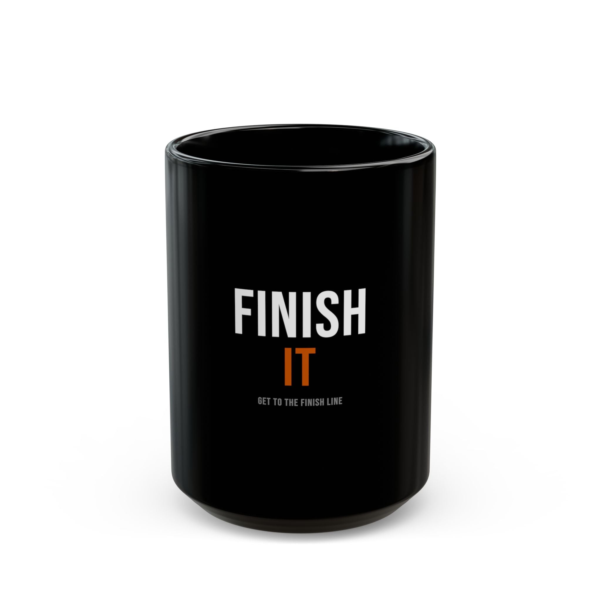 Finish It Mug — White/Orange — distressed motivational coffee mug by Get To The Finish Line (view 2)