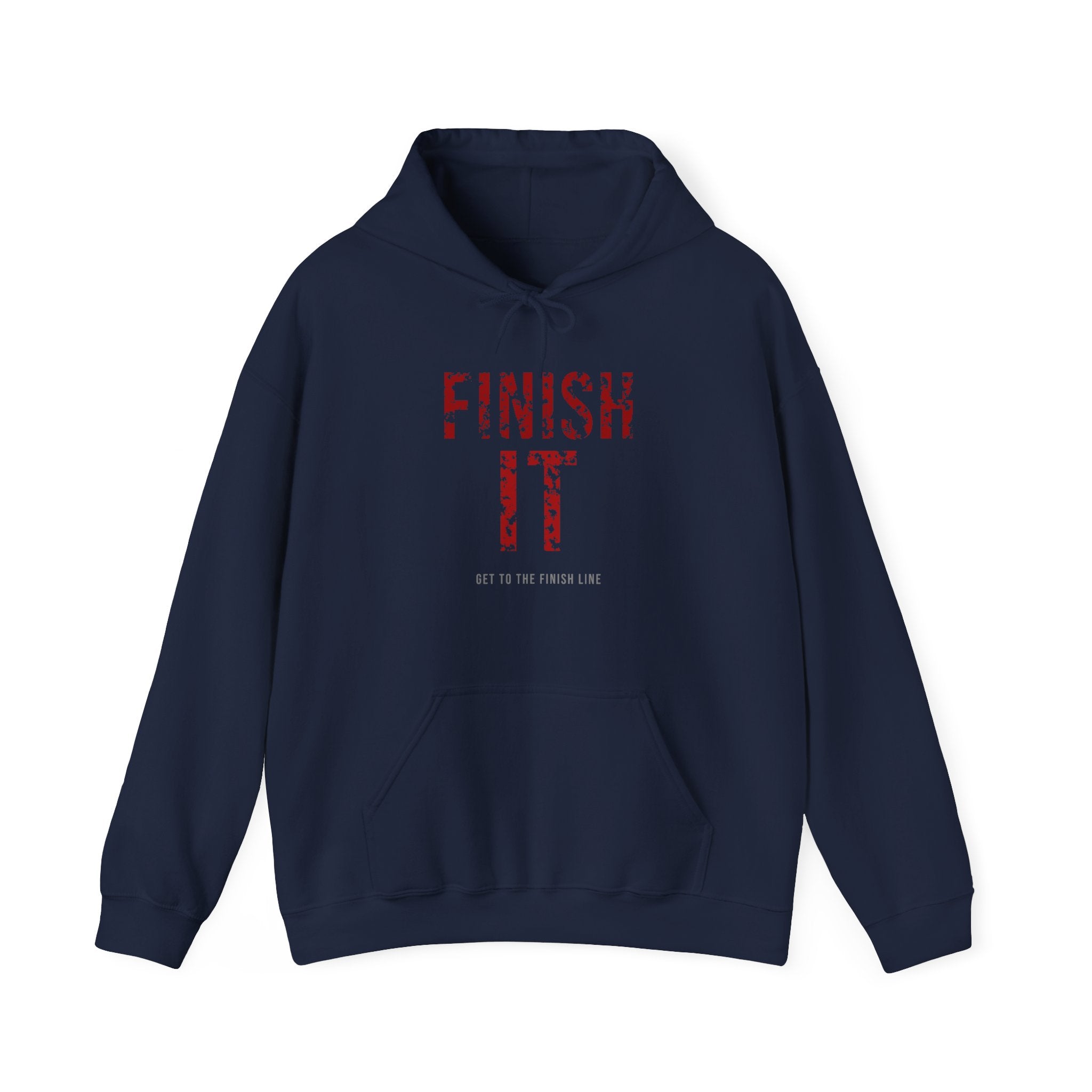 Finish It Hoodie — Blood Red — distressed motivational graphic hoodie by Get To The Finish Line (view 3)