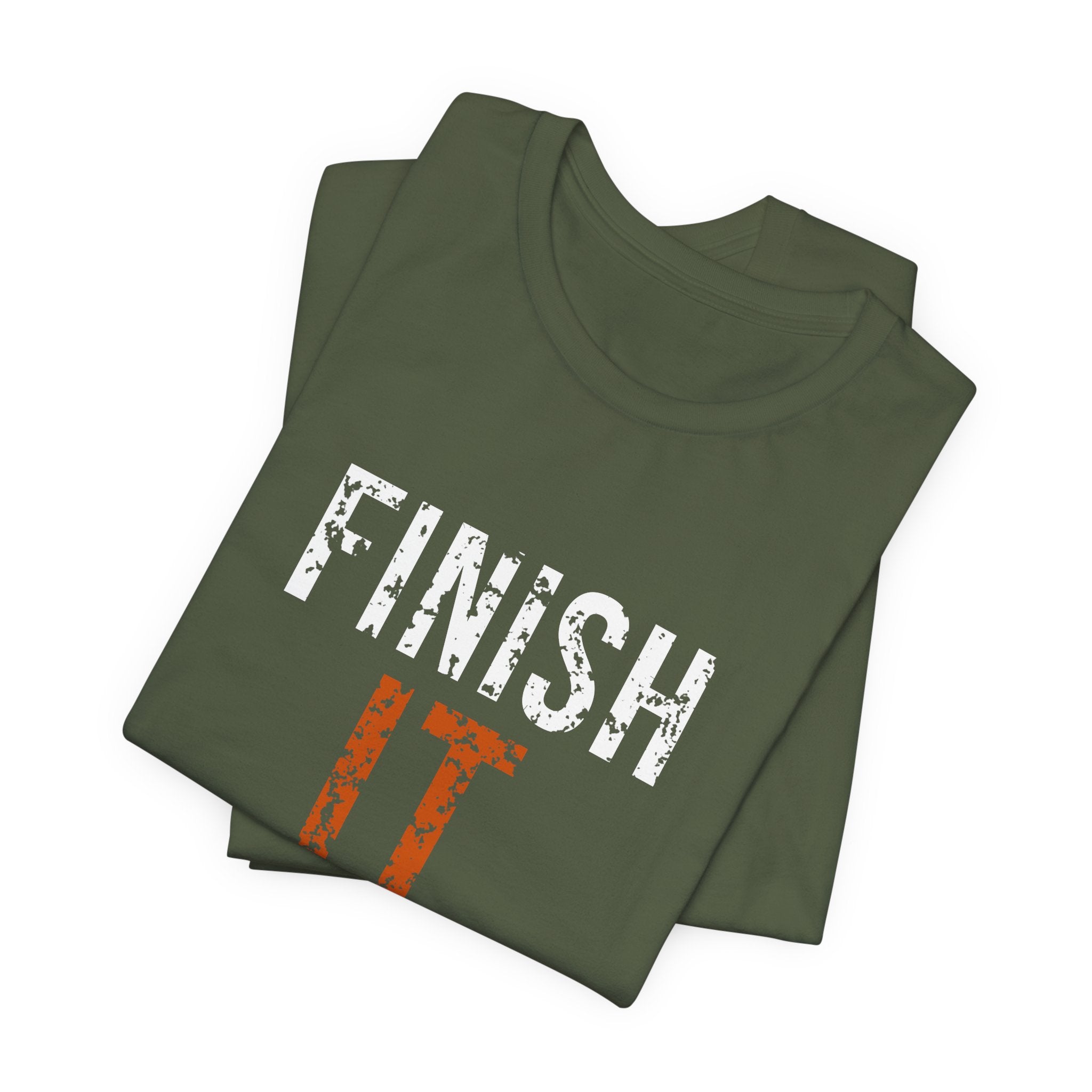 Finish It Tee — White/Orange — distressed motivational graphic tee by Get To The Finish Line (view 9)
