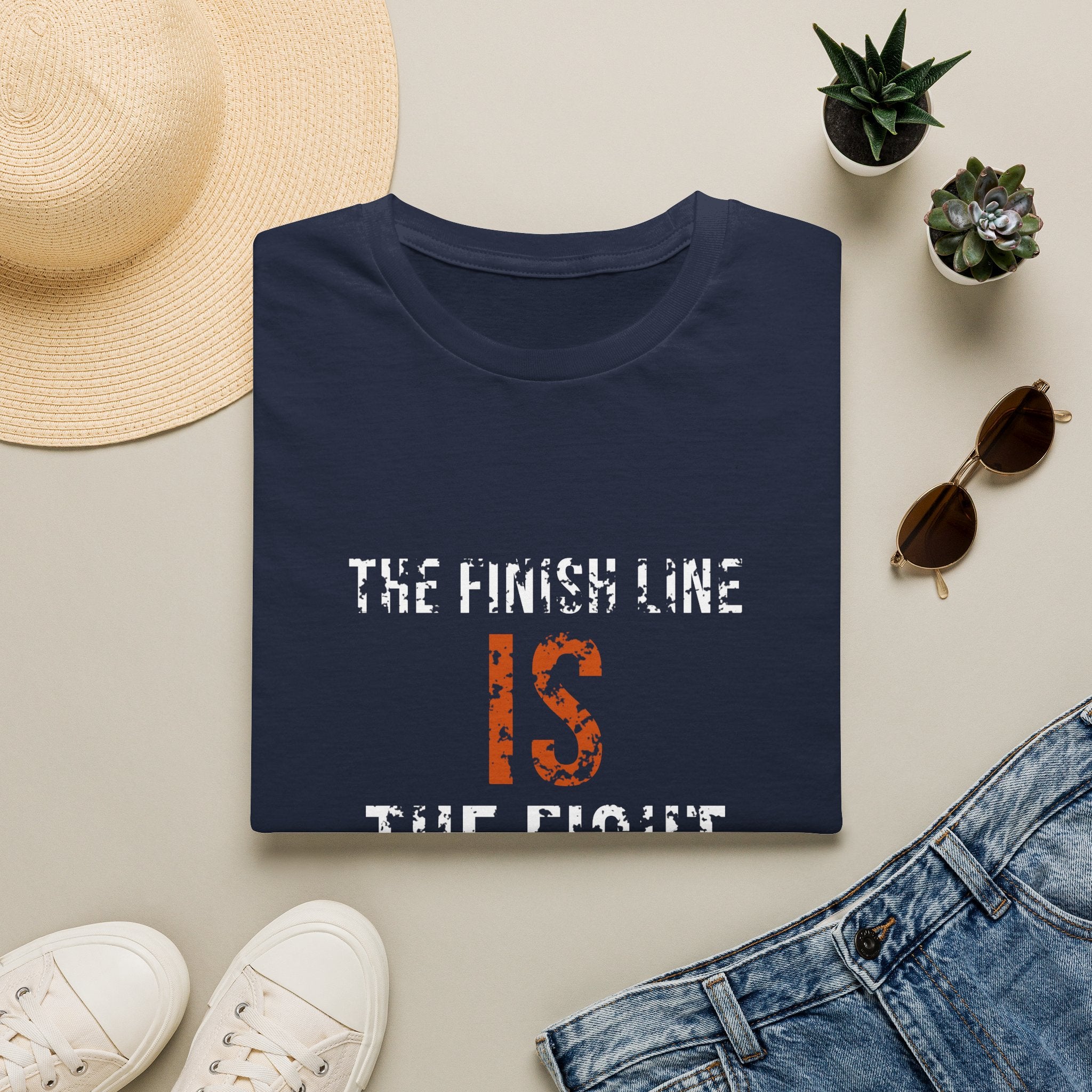 The Finish Line Is The Fight Tee — Distressed — motivational endurance graphic tee by Get To The Finish Line (view 7)