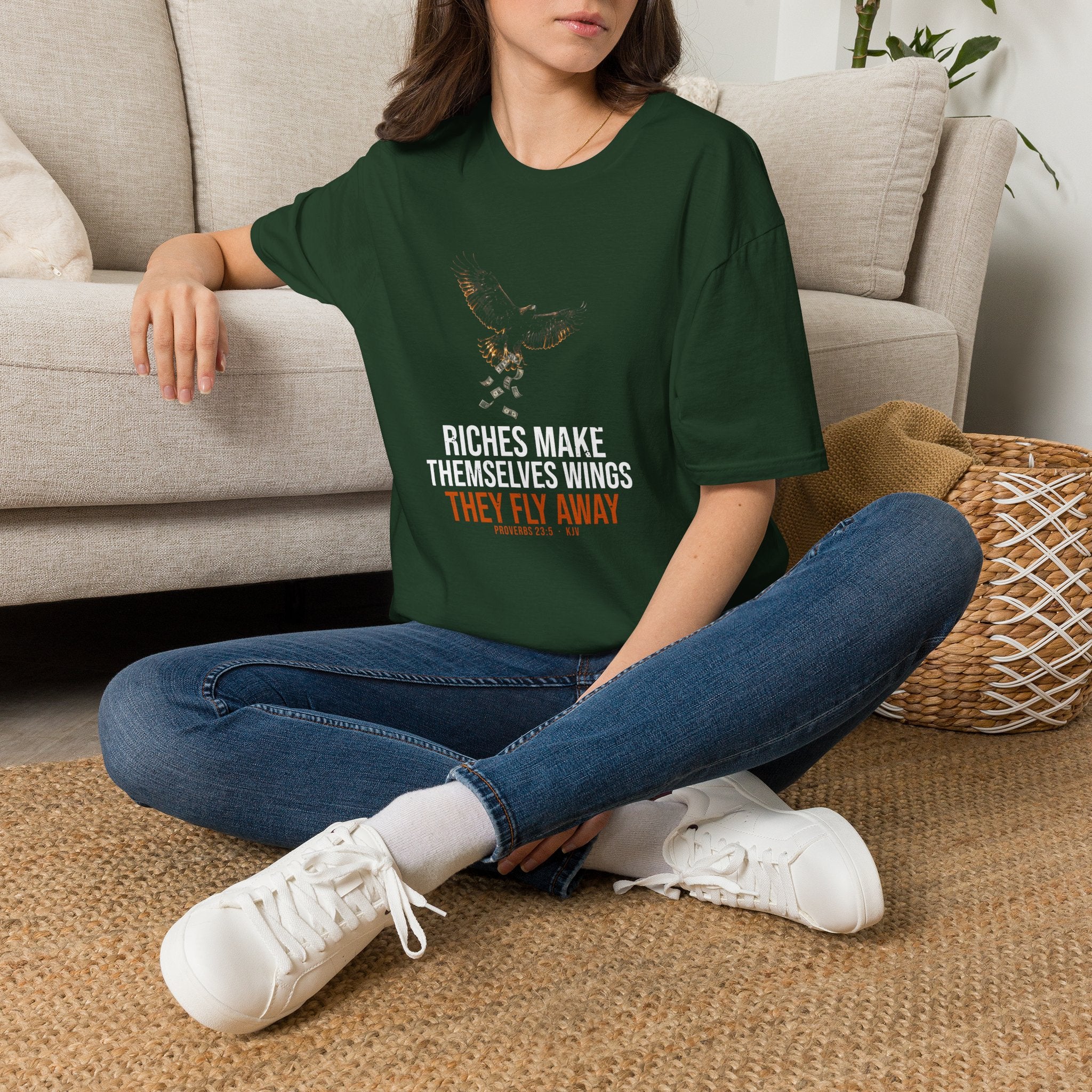 Riches Fly Away Tee — Proverbs 23:5 KJV