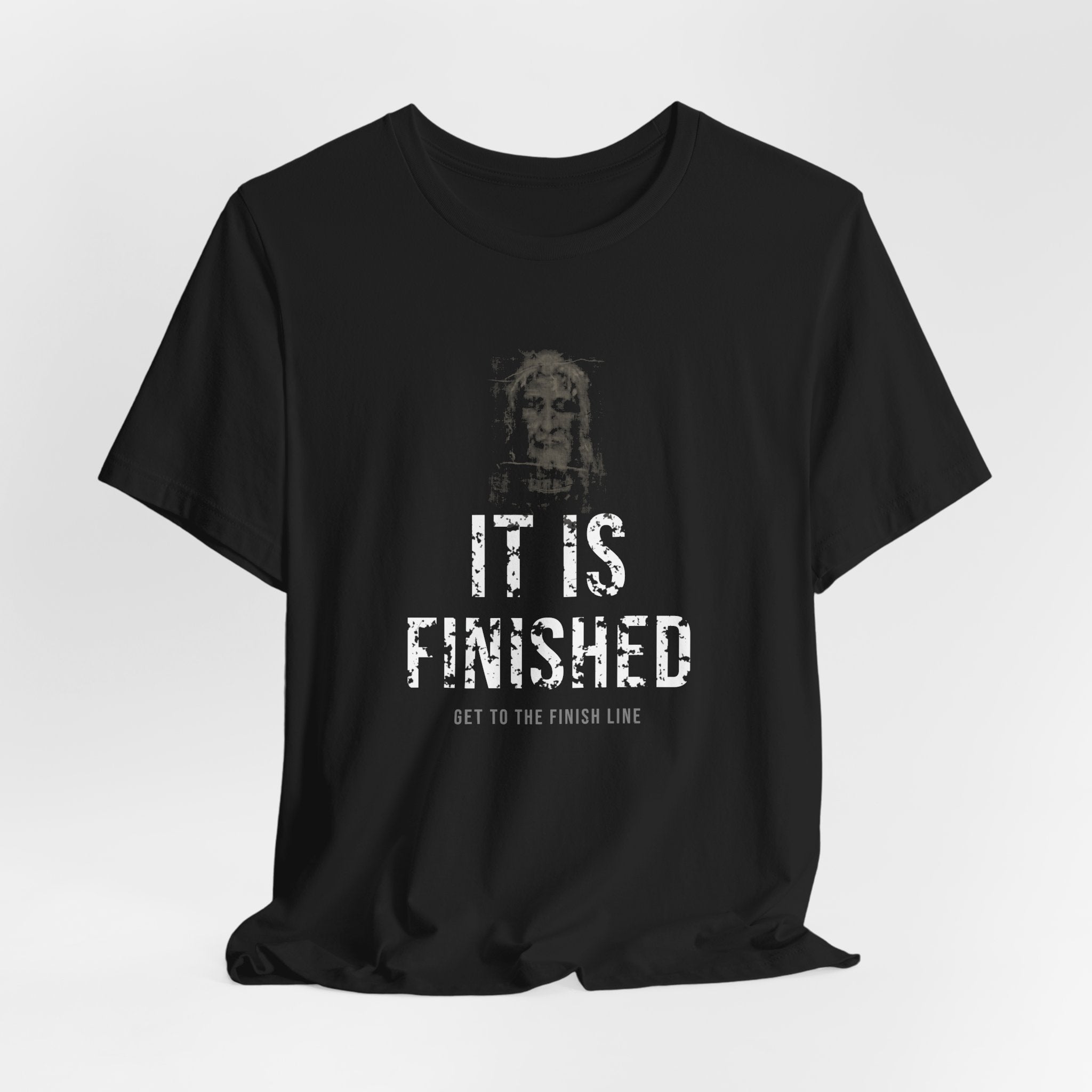 It Is Finished Tee — White — christian graphic tee by Get To The Finish Line (view 7)