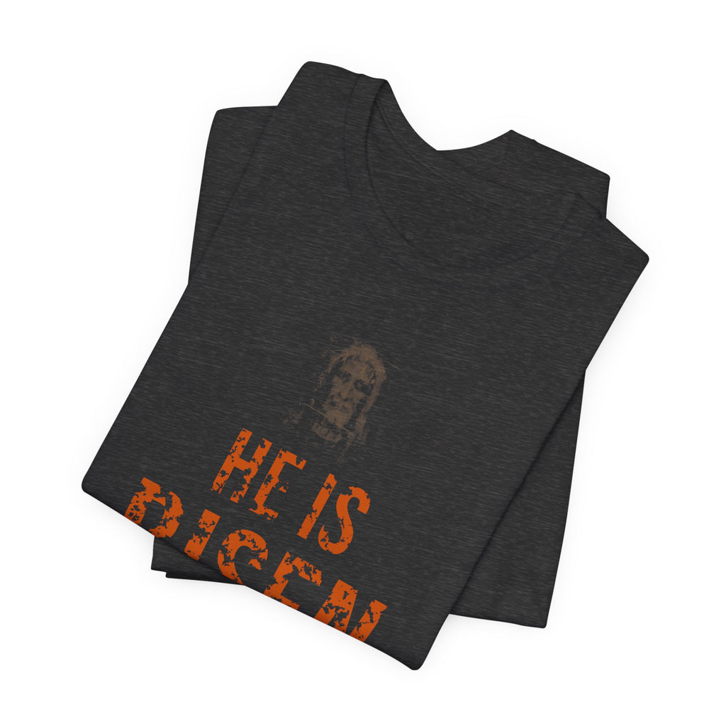 He Is Risen Tee — Burnt Orange — christian resurrection graphic tee by Get To The Finish Line (view 12)