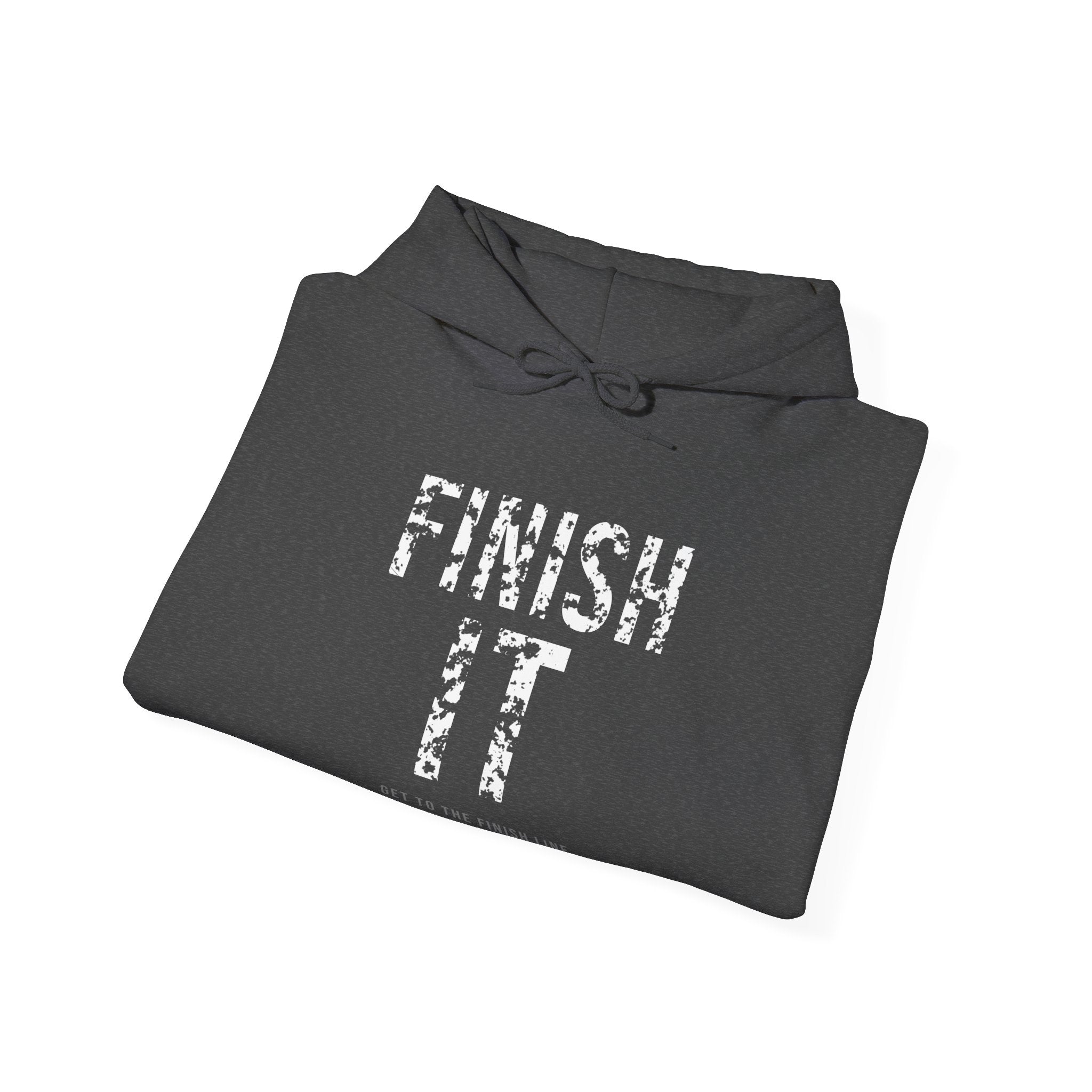 Finish It Hoodie — White — distressed motivational graphic hoodie by Get To The Finish Line (view 13)