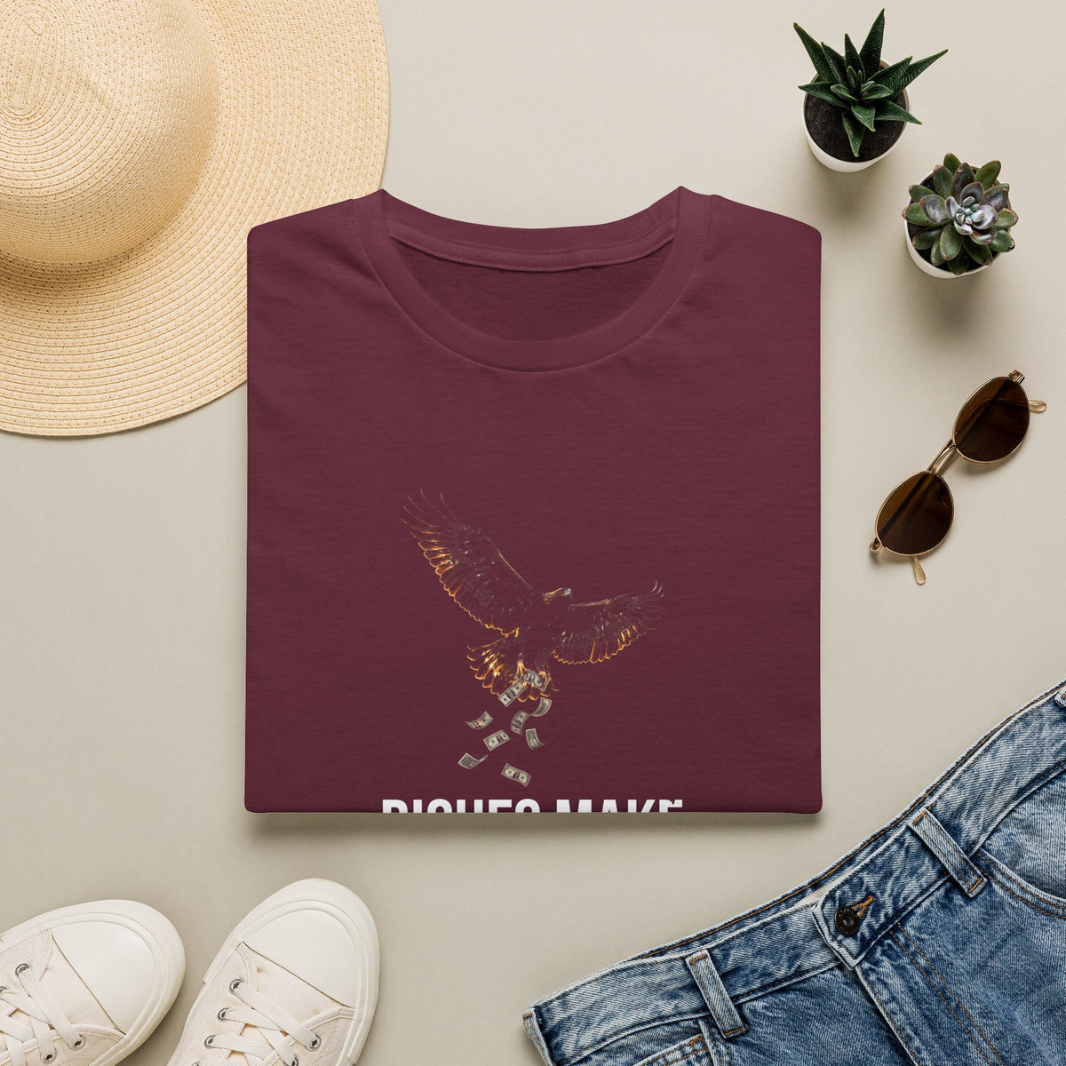 Riches Fly Away Tee — Proverbs 23:5 KJV — KJV Bible verse graphic tee by Get To The Finish Line (view 2)