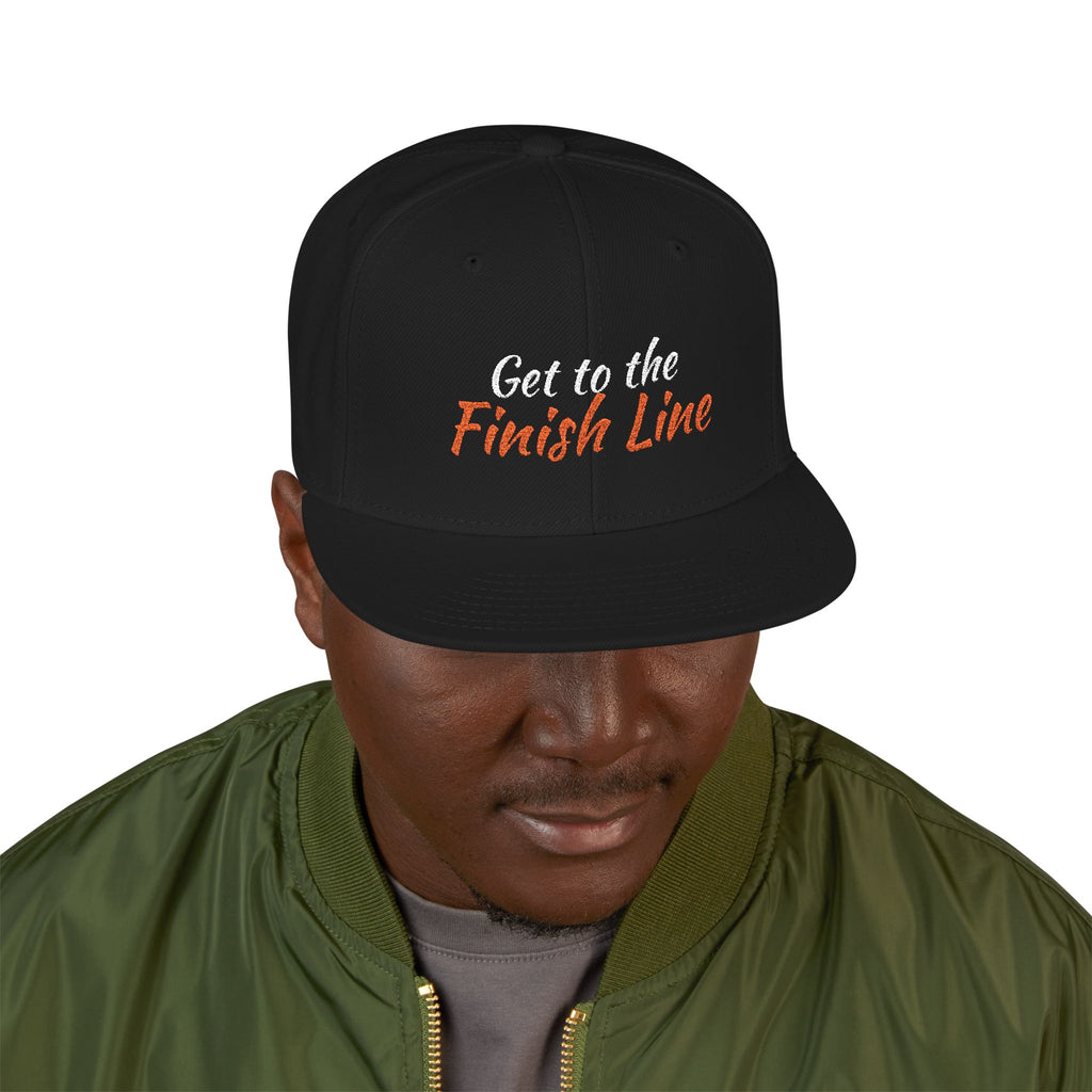 Get To The Finish Line Script Snapback — Embroidered