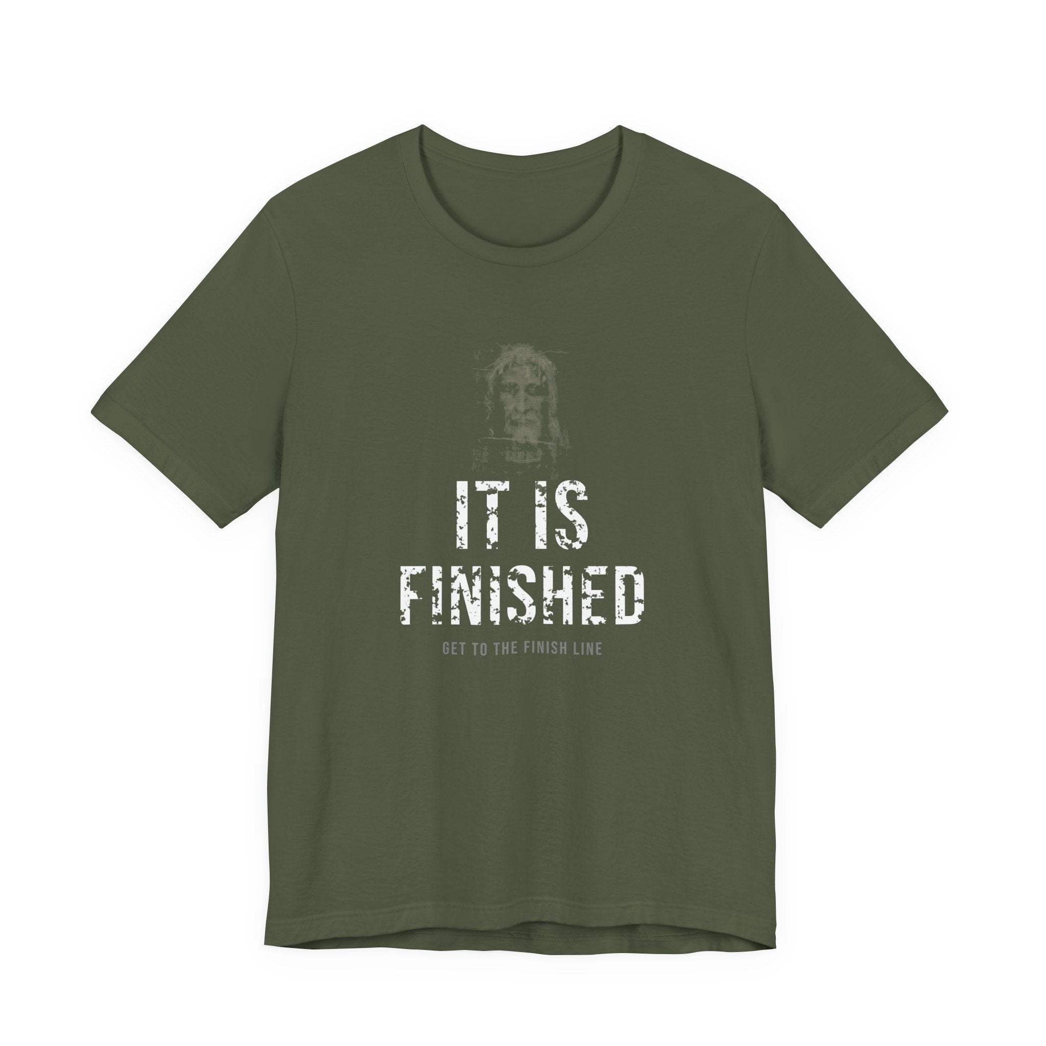 It Is Finished Tee — White — christian graphic tee by Get To The Finish Line (view 2)