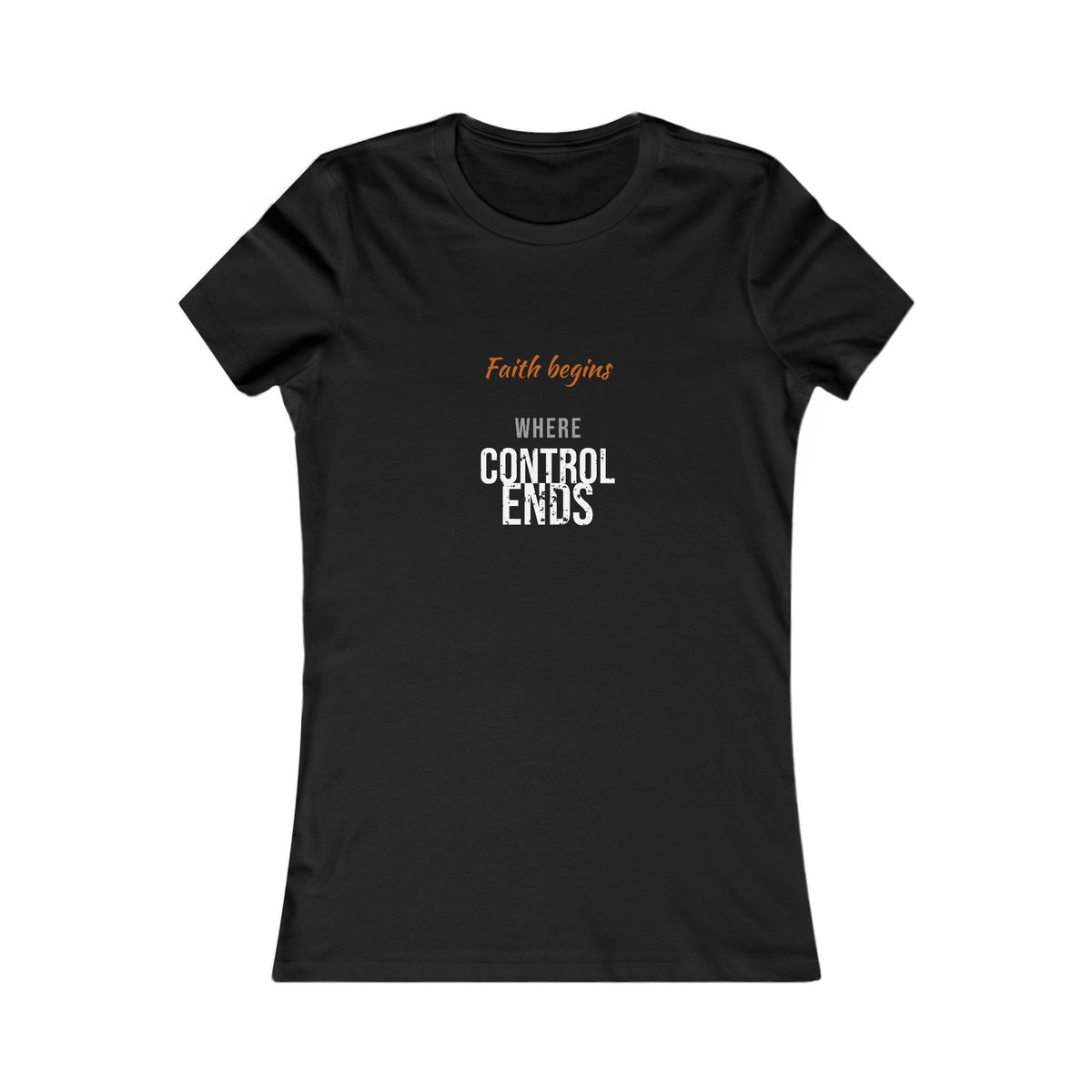 Faith Begins Script Women's Tee — Dark