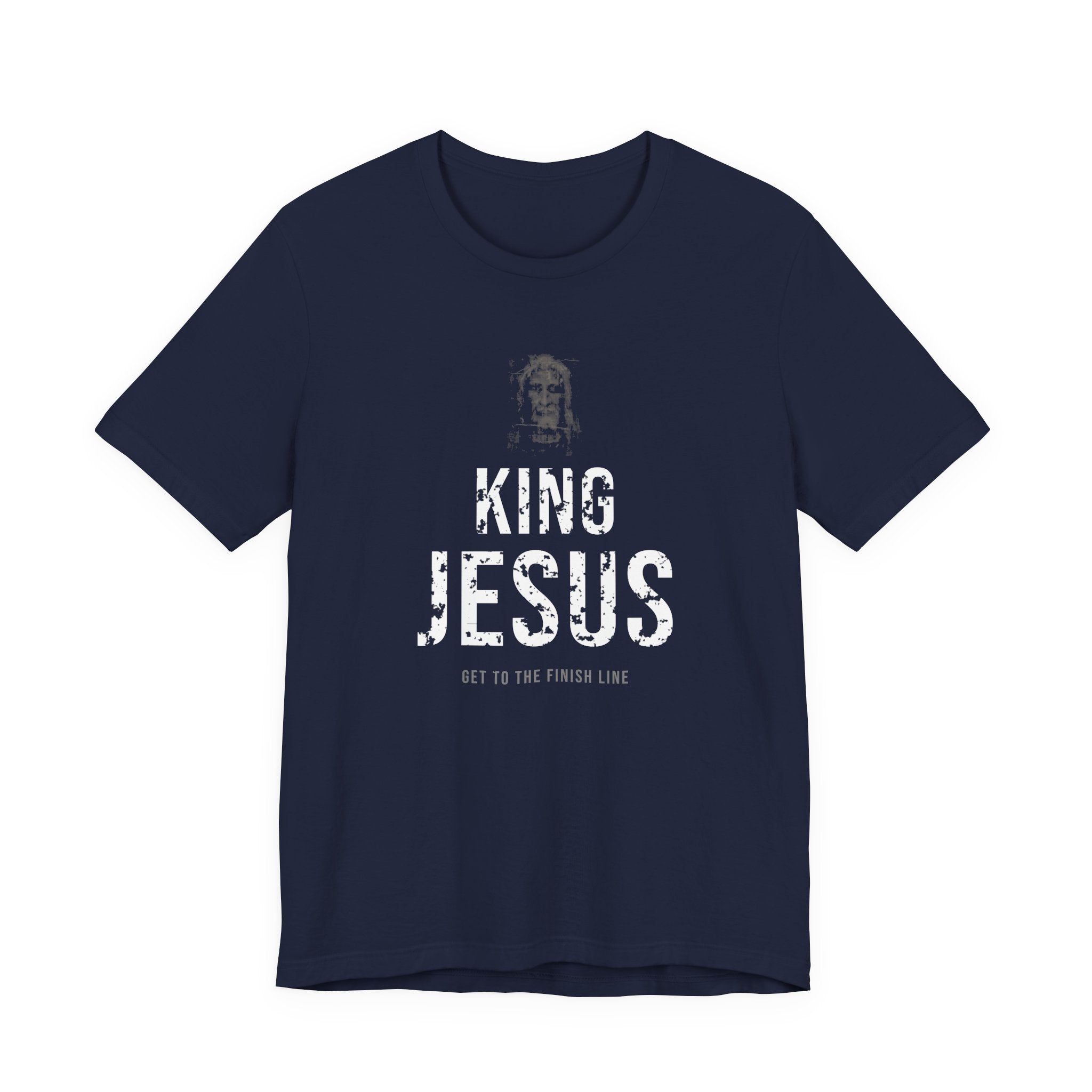 King Jesus Tee — White — christian graphic tee by Get To The Finish Line (view 4)