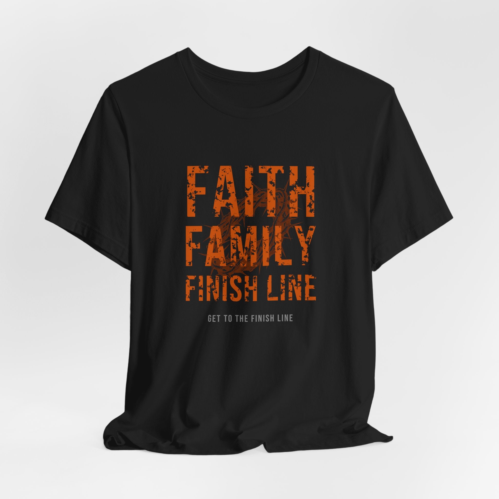 Faith Family Finish Line Tee — Burnt Orange — christian family values graphic tee by Get To The Finish Line (view 7)