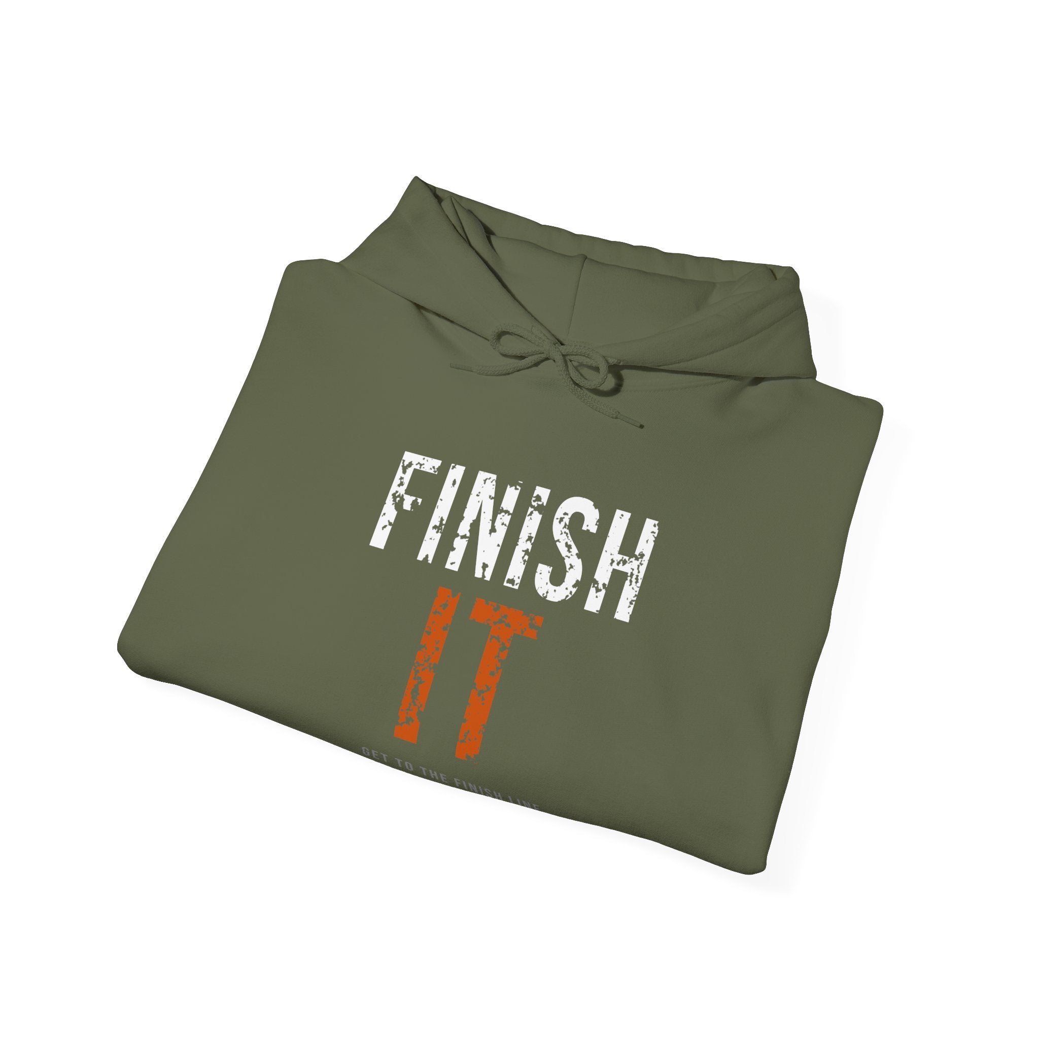 Finish It Hoodie — White/Orange — distressed motivational graphic hoodie by Get To The Finish Line (view 10)