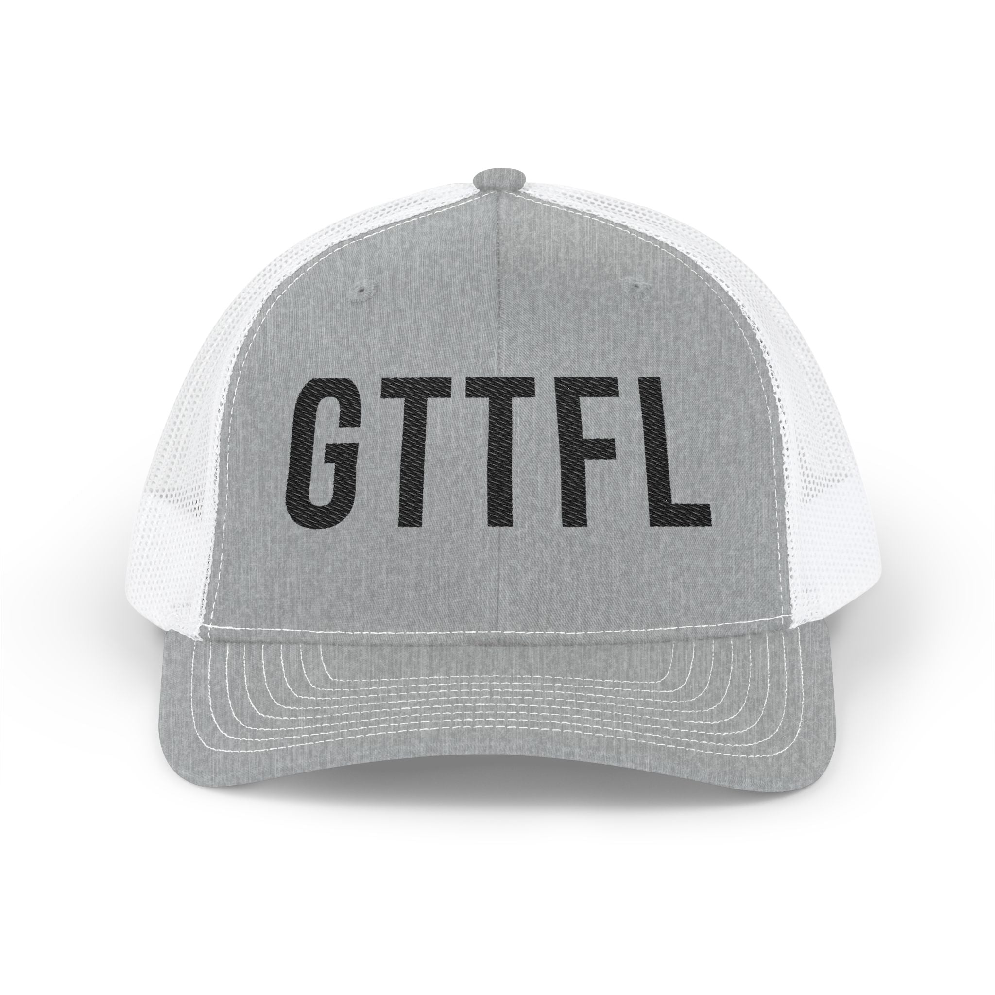 GTTFL Trucker Hat — Black Stitch on Heather Grey — motivational trucker hat by Get To The Finish Line