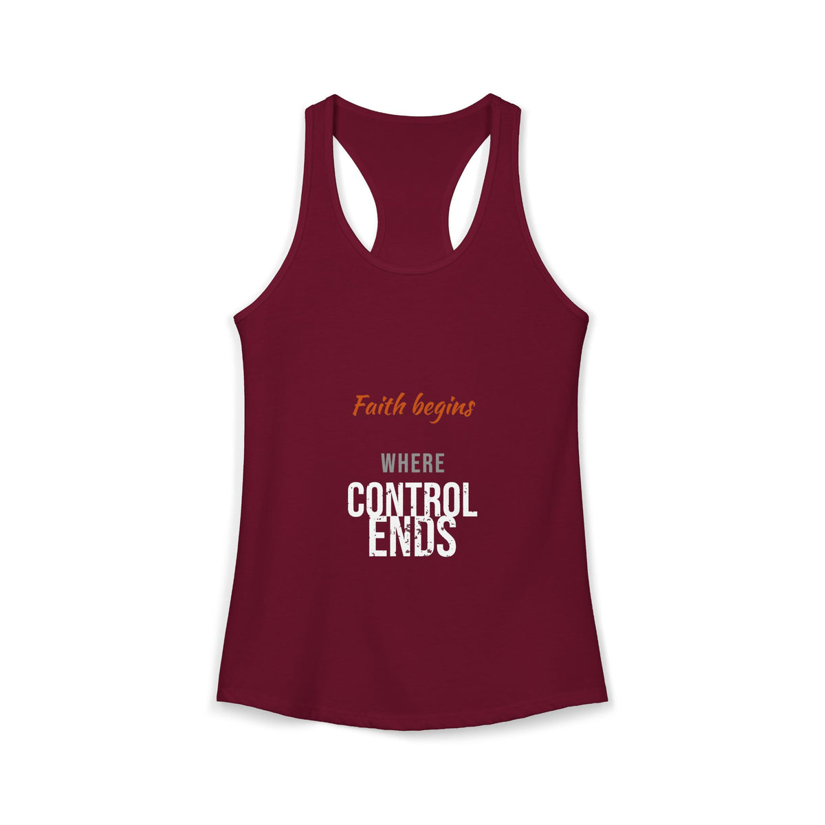 Faith Begins Script Racerback Tank — Dark