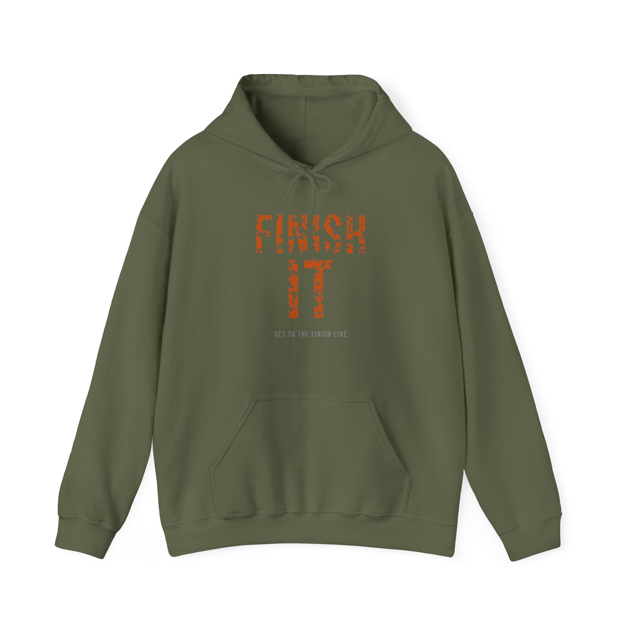 Finish It Hoodie — Burnt Orange — distressed motivational graphic hoodie by Get To The Finish Line (view 2)