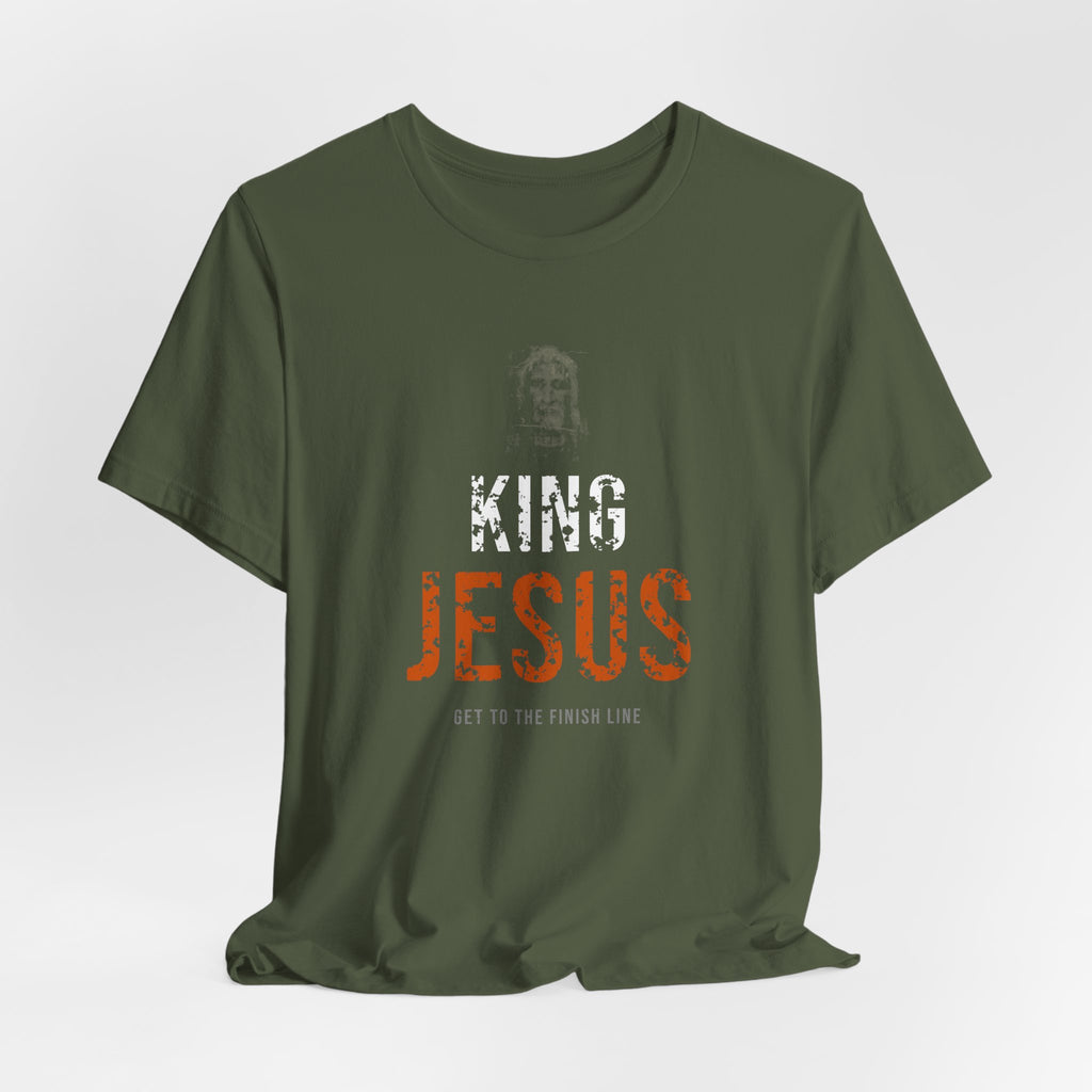 King Jesus Tee — White/Orange — christian graphic tee by Get To The Finish Line (view 10)