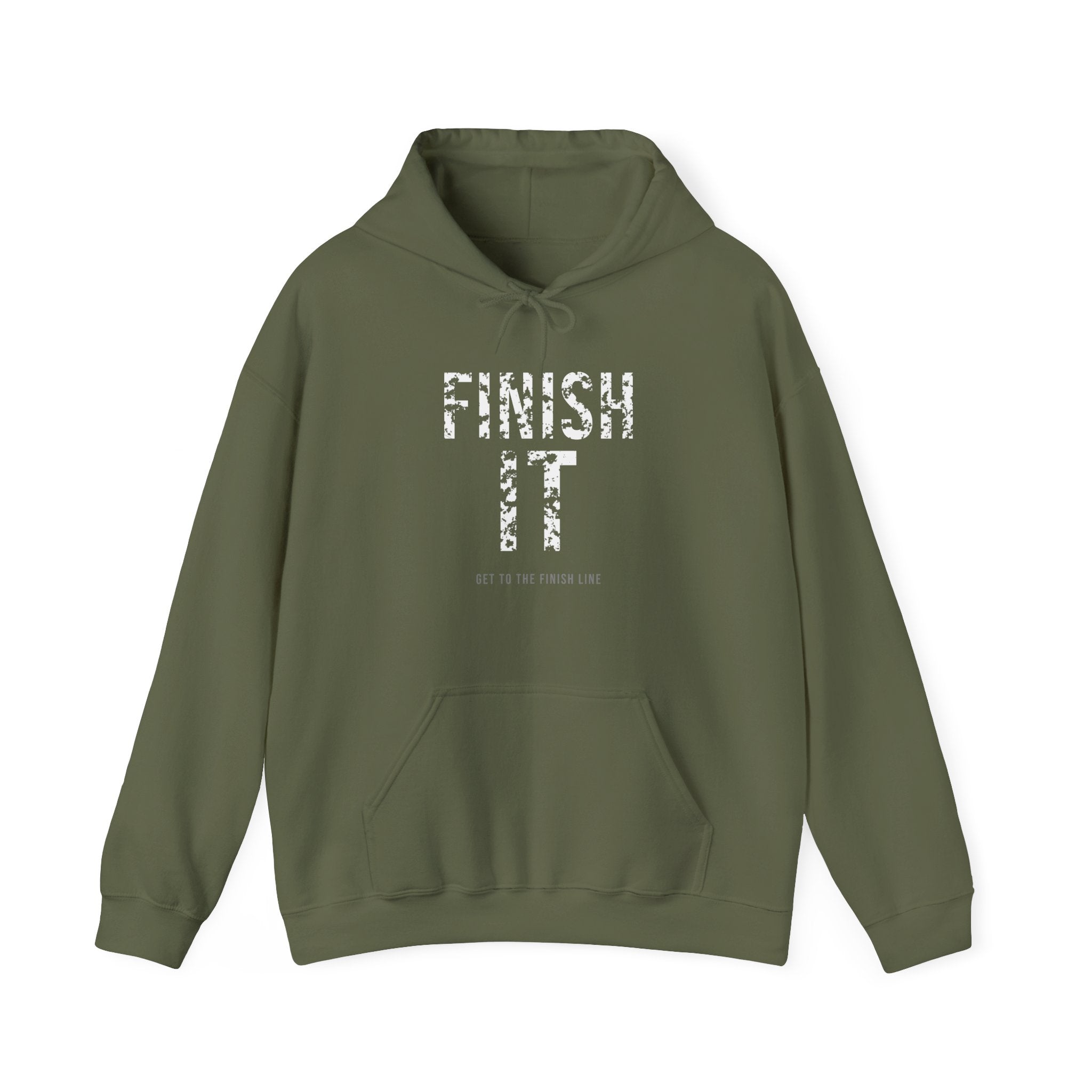 Finish It Hoodie — White — distressed motivational graphic hoodie by Get To The Finish Line (view 2)