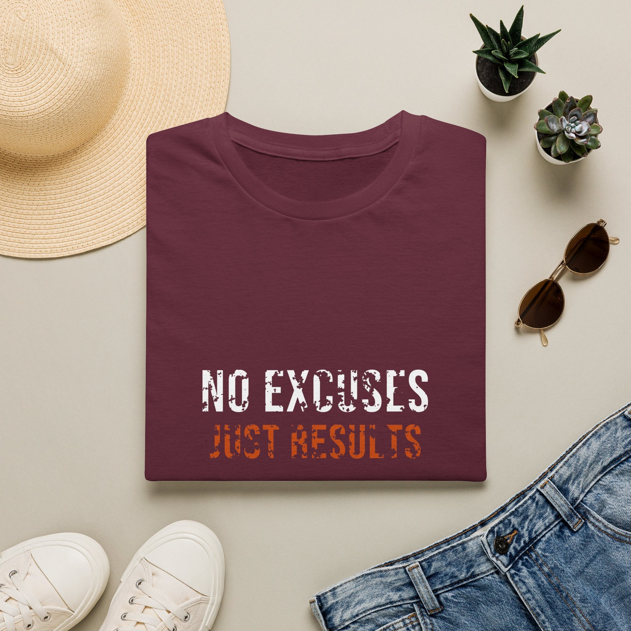 No Excuses Just Results Tee — motivational graphic tee by Get To The Finish Line (view 2)