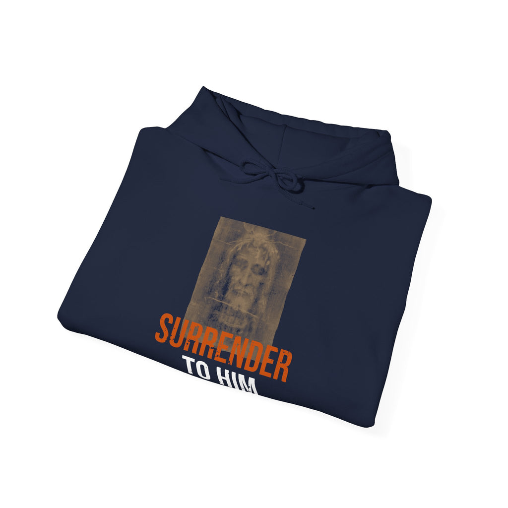 Surrender To Him Hoodie — Shroud, Orange Text