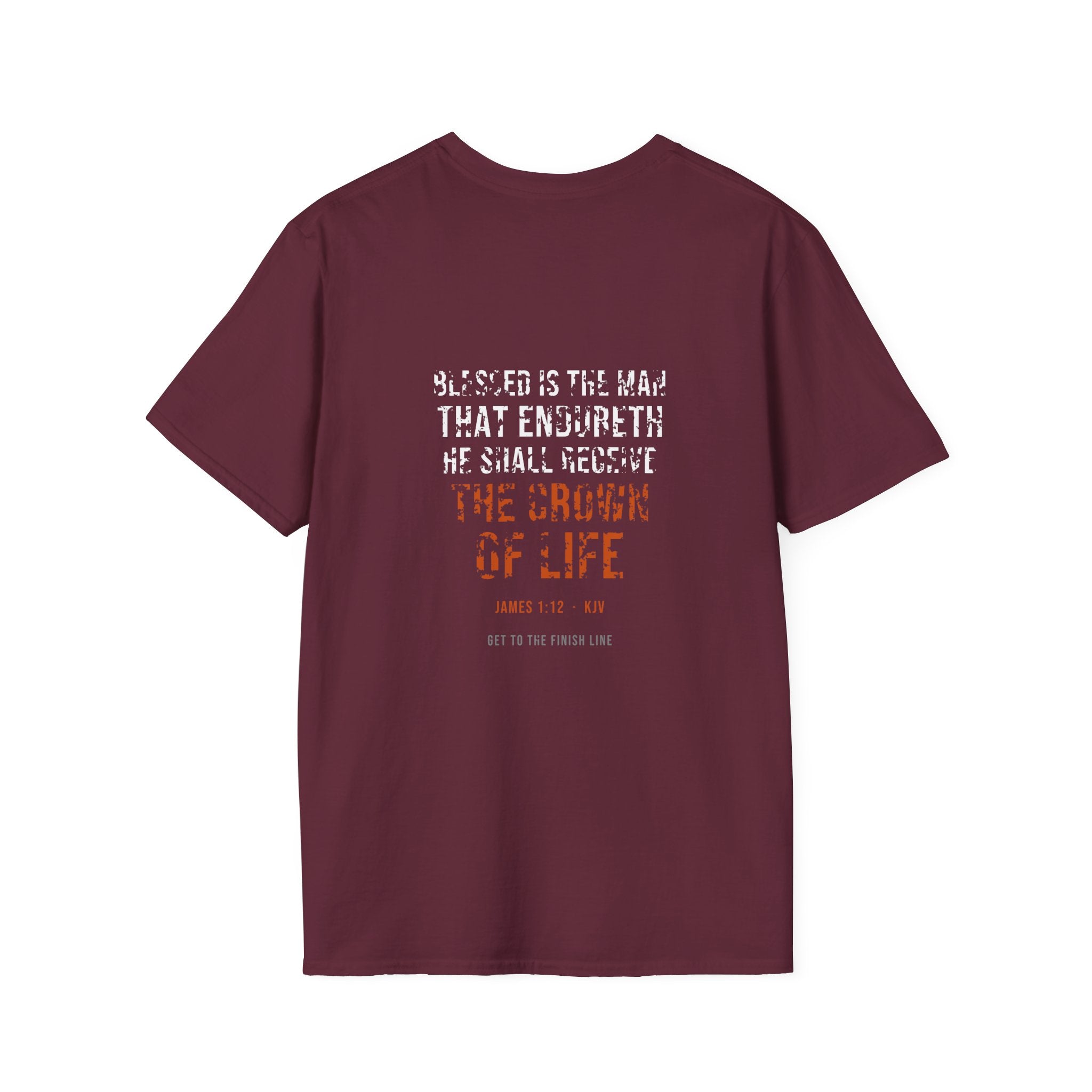 The Crown Of Life Tee — James 1:12 KJV — KJV Bible verse graphic tee by Get To The Finish Line (view 13)