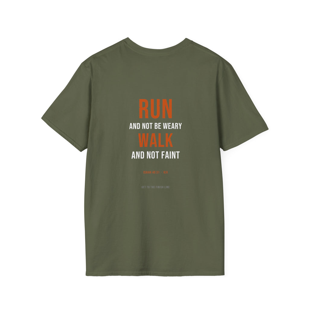 Run And Not Be Weary Tee — Isaiah 40:31 KJV — KJV Bible verse graphic tee by Get To The Finish Line (view 16)