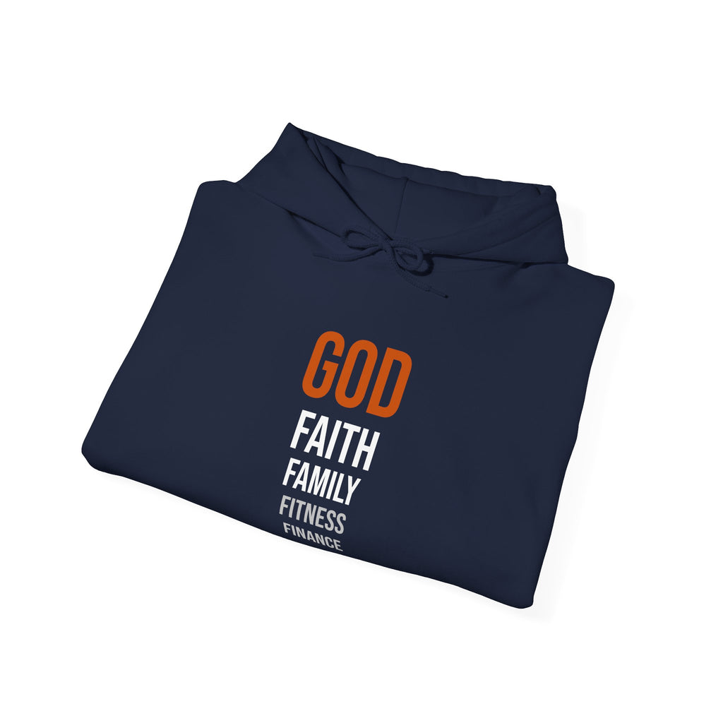 God First In That Order Hoodie — Four Pillars — motivational graphic hoodie by Get To The Finish Line (view 12)